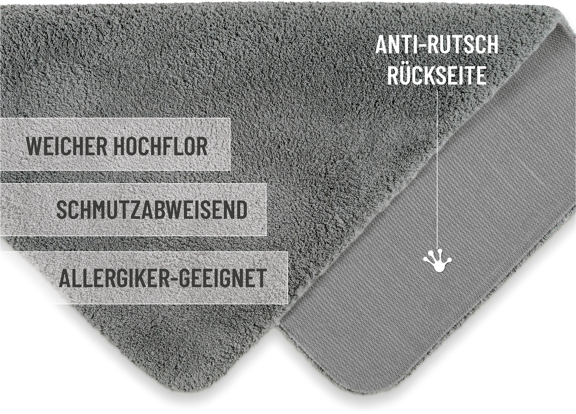 Homie Living Badematte »Porto Azzurro«, rutschhemmend beschichtet, fußbodenheizungsgeeignet-schnell trocknend, Badteppich, uni, rechteckig & rund, waschbar, Badezimmerteppich