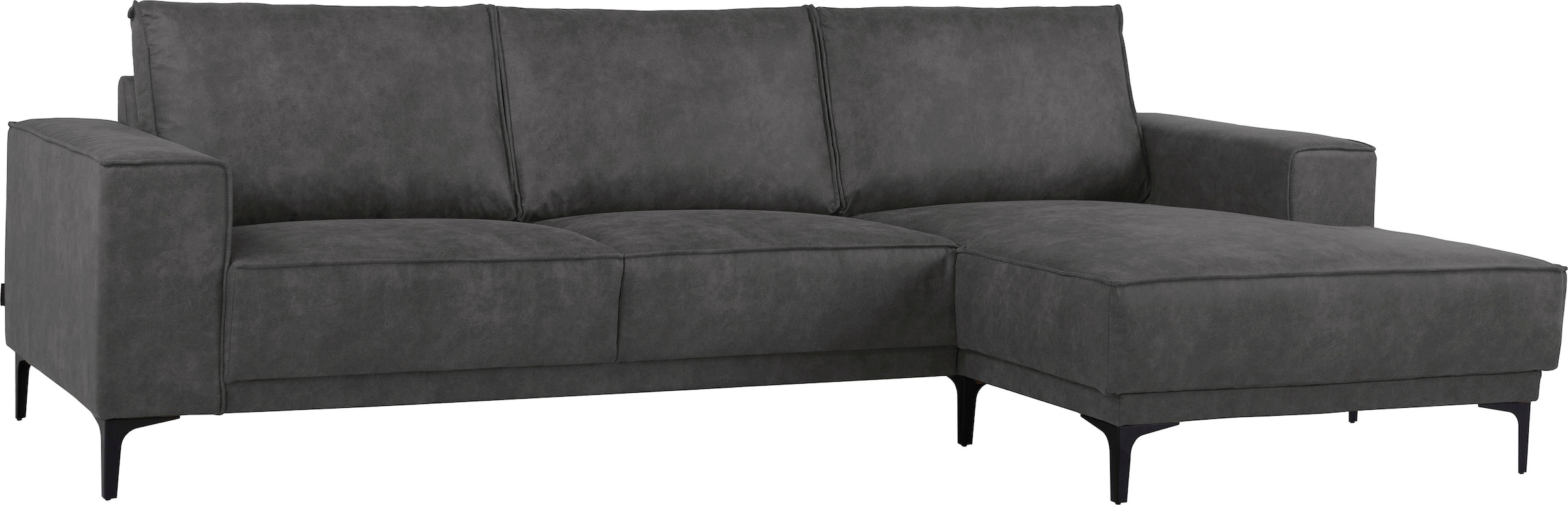 Places of Style Ecksofa »Polsterecke Oland, Struktur, Flachgewebe, Luxus-Microfaser, Boucle«, L-Form, 280 cm, Wellenunterfederung, Skandi-Design, Metallfüße