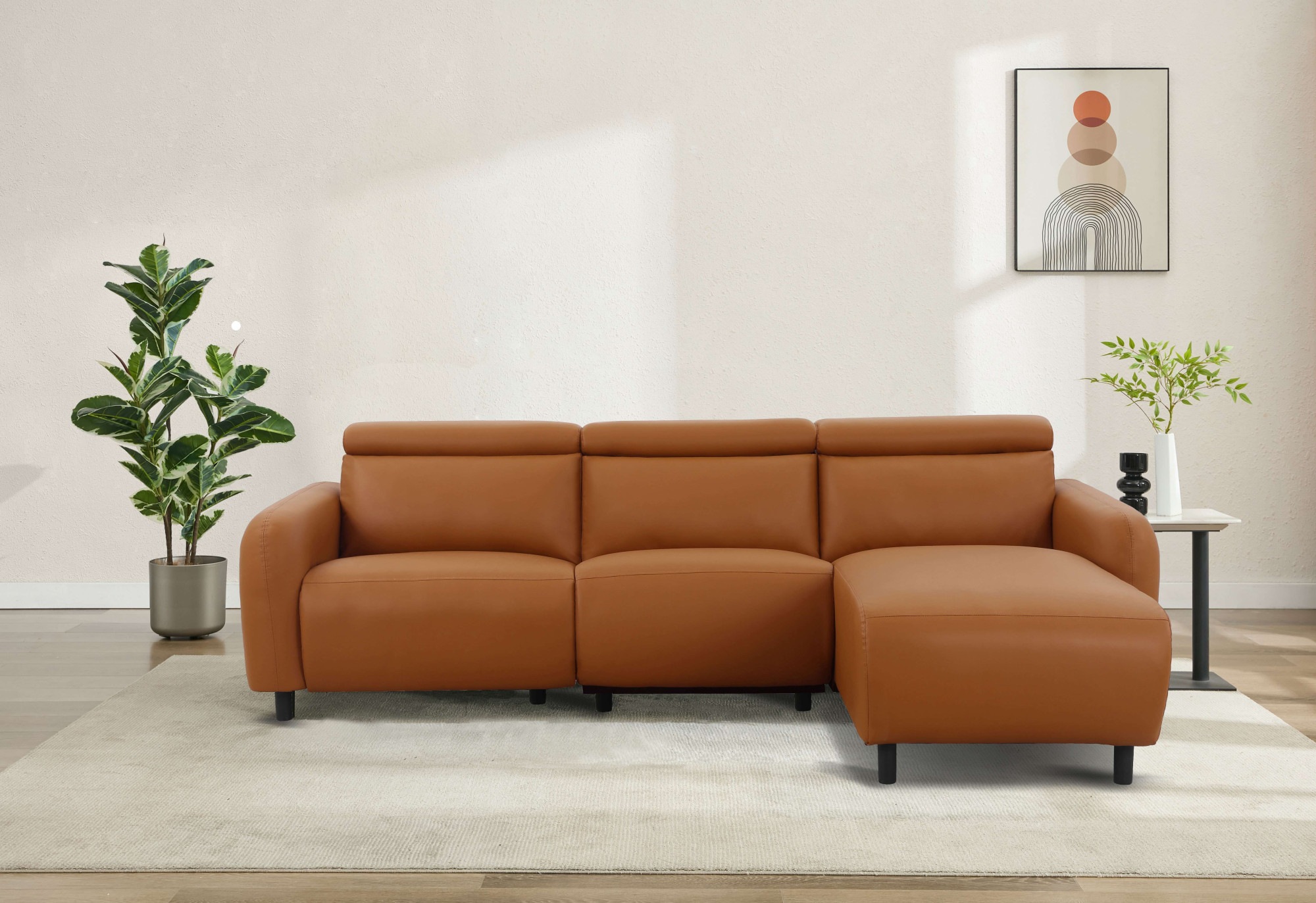 Home affaire Ecksofa »SKAANE Kunstleder, L-Form, 274 cm, manuelle u. elektrische Funktion,«, rundes Design, Kopfteilverstellung, Federkernpolsterung