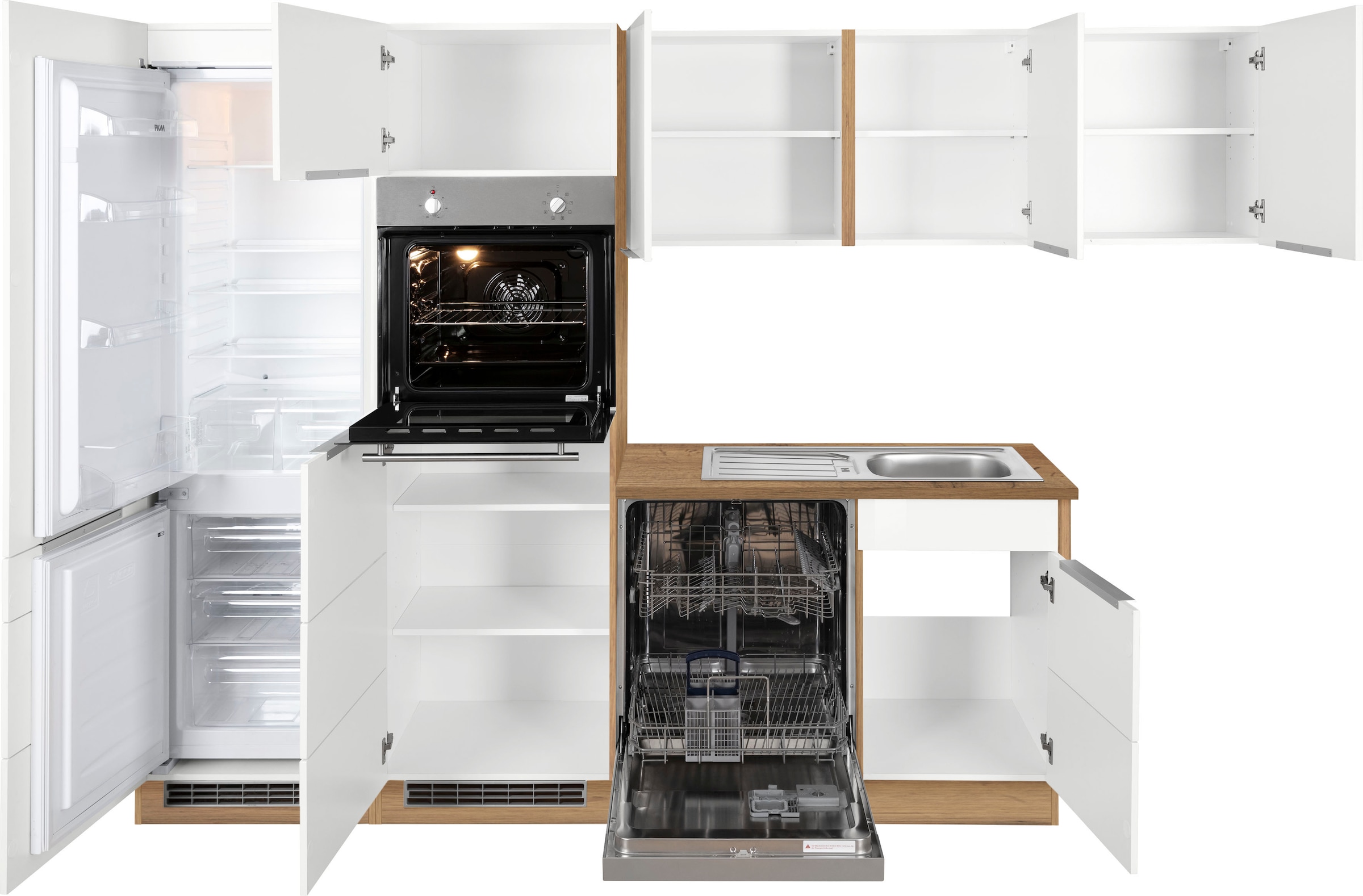 KOCHSTATION Winkelküche »KS-Brindisi Stellbreite 290/170 cm« wahlweise mit E-Geräten und Induktion, mit MDF-Fronten