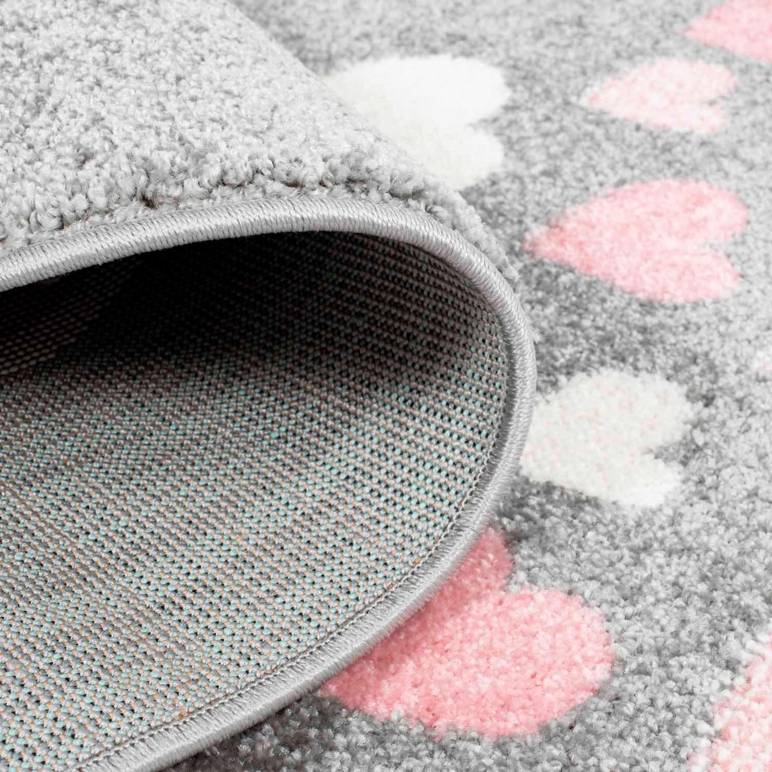 Carpet City Kinderteppich »Bubble Kids 1318«, rechteckig, 11 mm Höhe, Spielteppich, Hase, Herzen, Weicher Flor, Pflegeleicht, Kinderzimmer
