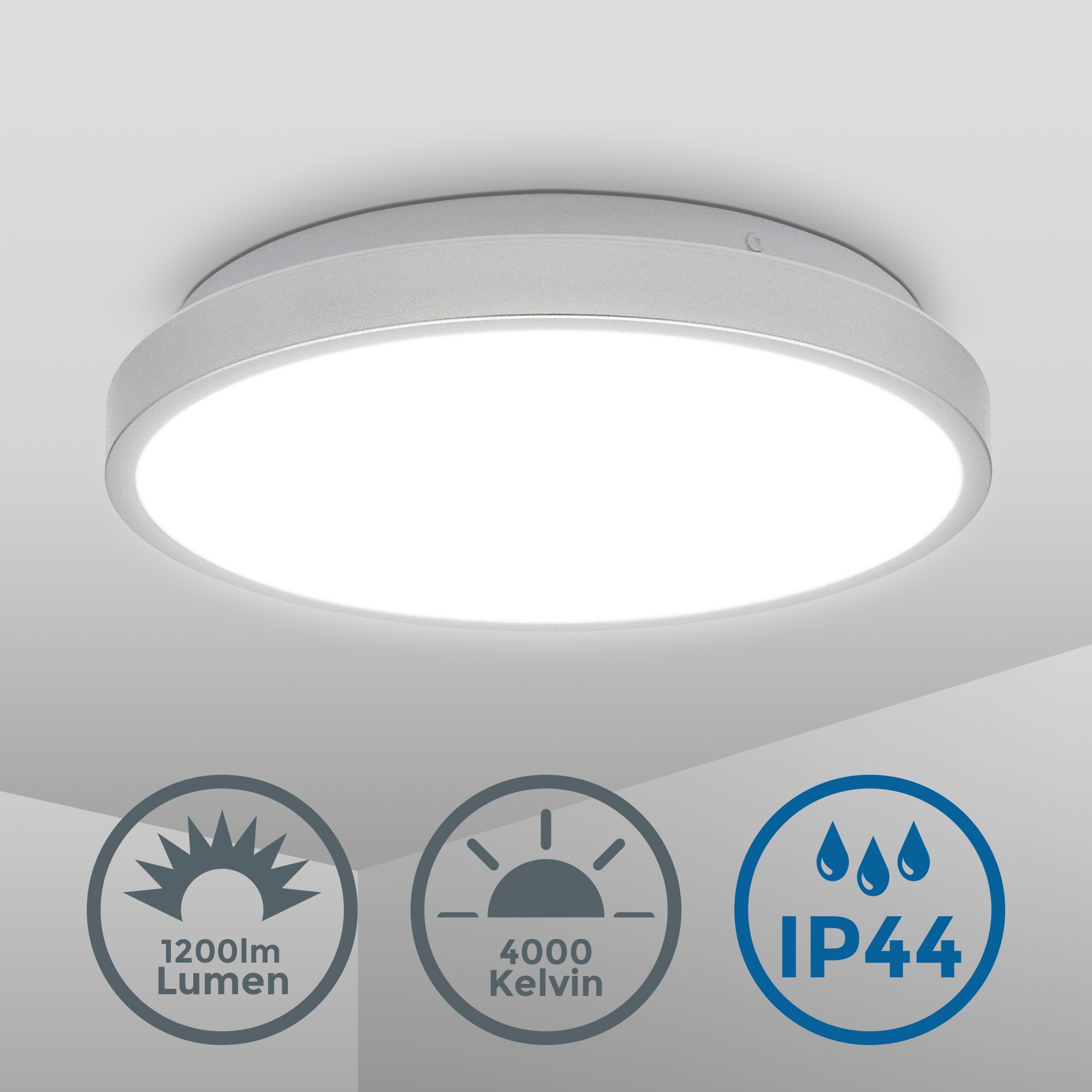 B.K.Licht LED Deckenleuchte »LED Bad-Deckenlampe, Silberfarbig«, 1 flammig, günstig online kaufen