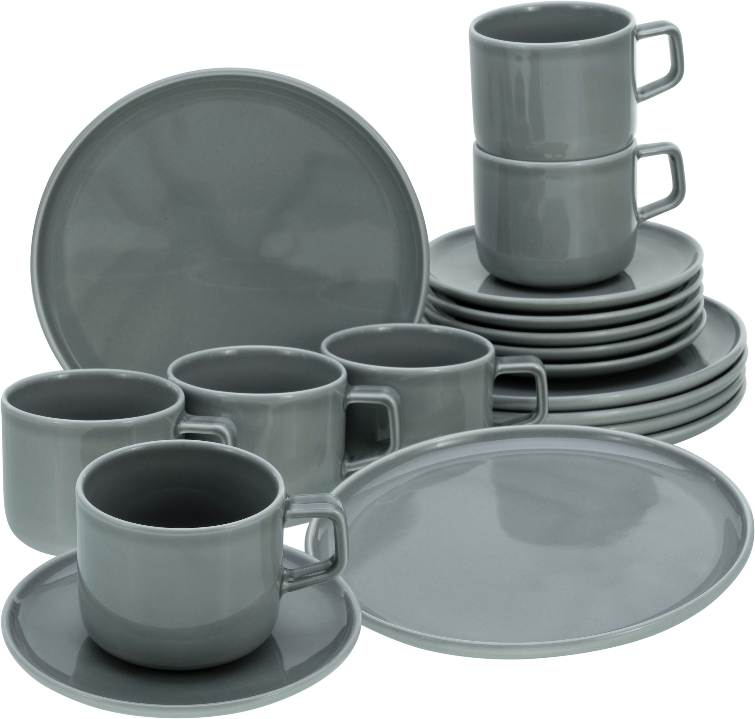 CreaTable Kaffeeservice »Chef Collection«, (Set, 18 tlg., Kaffeegeschirr für 6 Personen), Service, nordisches Design, 18 Teile, für 6 Personen