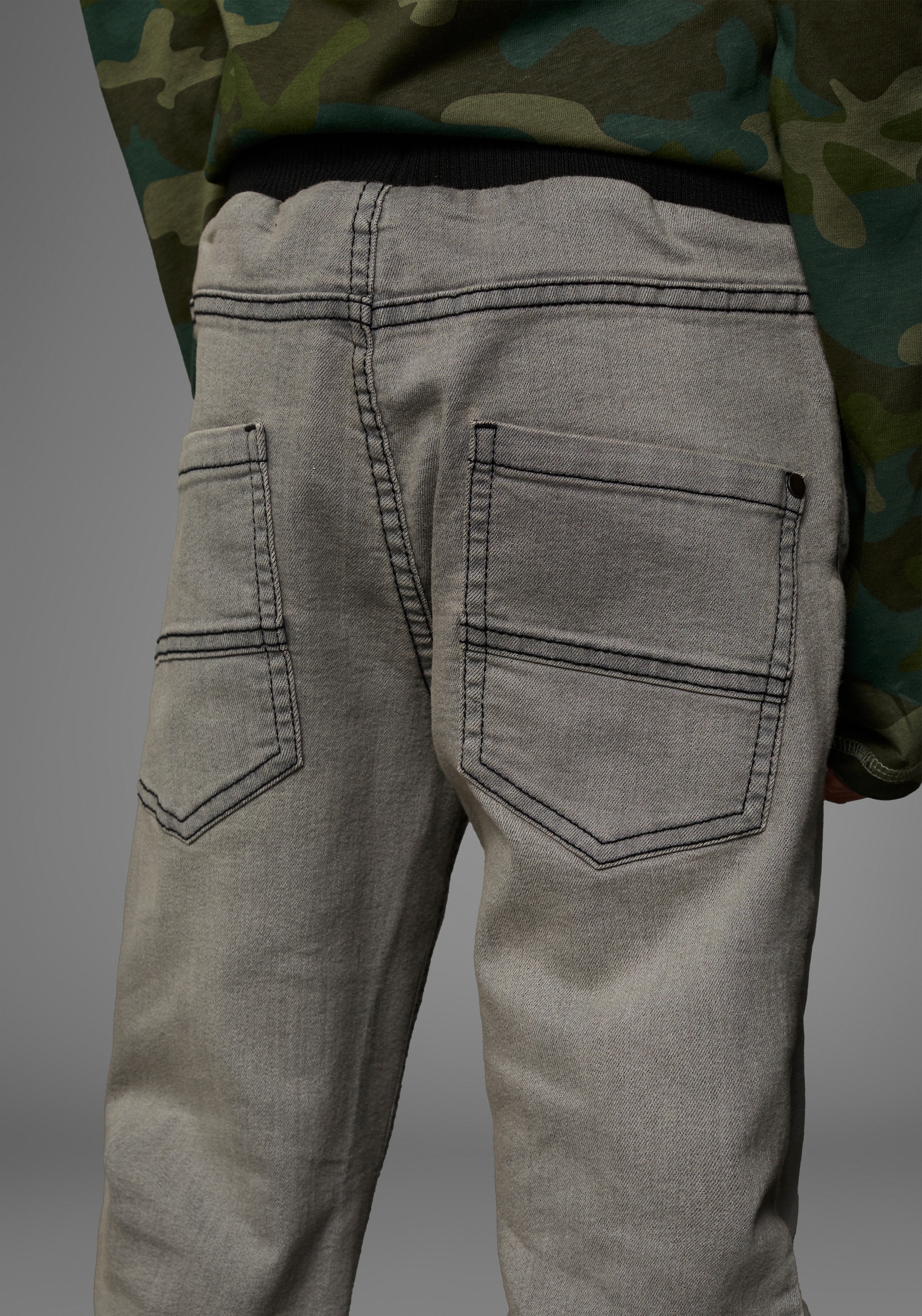 Arizona Schlupfjeans », Stretch-Jeans für Jungen«, bequeme O-Shape-Passform, Used-Look-Waschung
