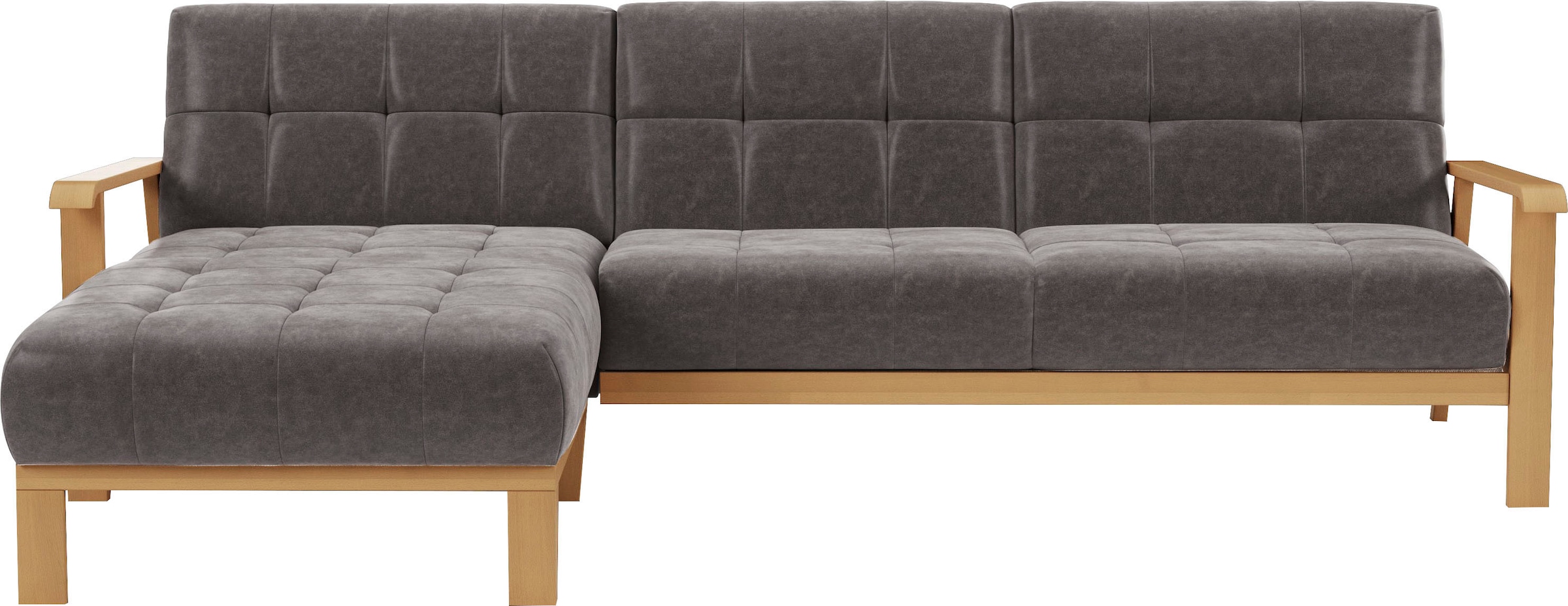 sit&more Ecksofa »Billund L-Form«, Armlehnen aus eichefarbigem Buchenholz, günstig online kaufen