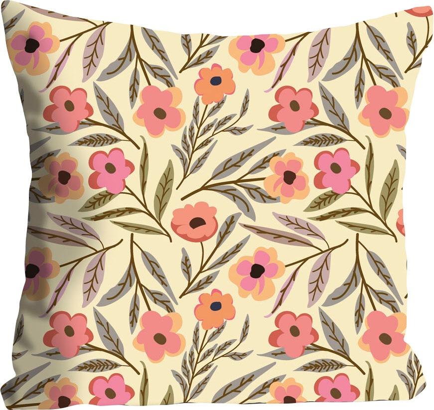 queence Dekokissen »Nori«, Kissenhülle,Süße Blümchen,Beige,Floral,Zart,Roma günstig online kaufen