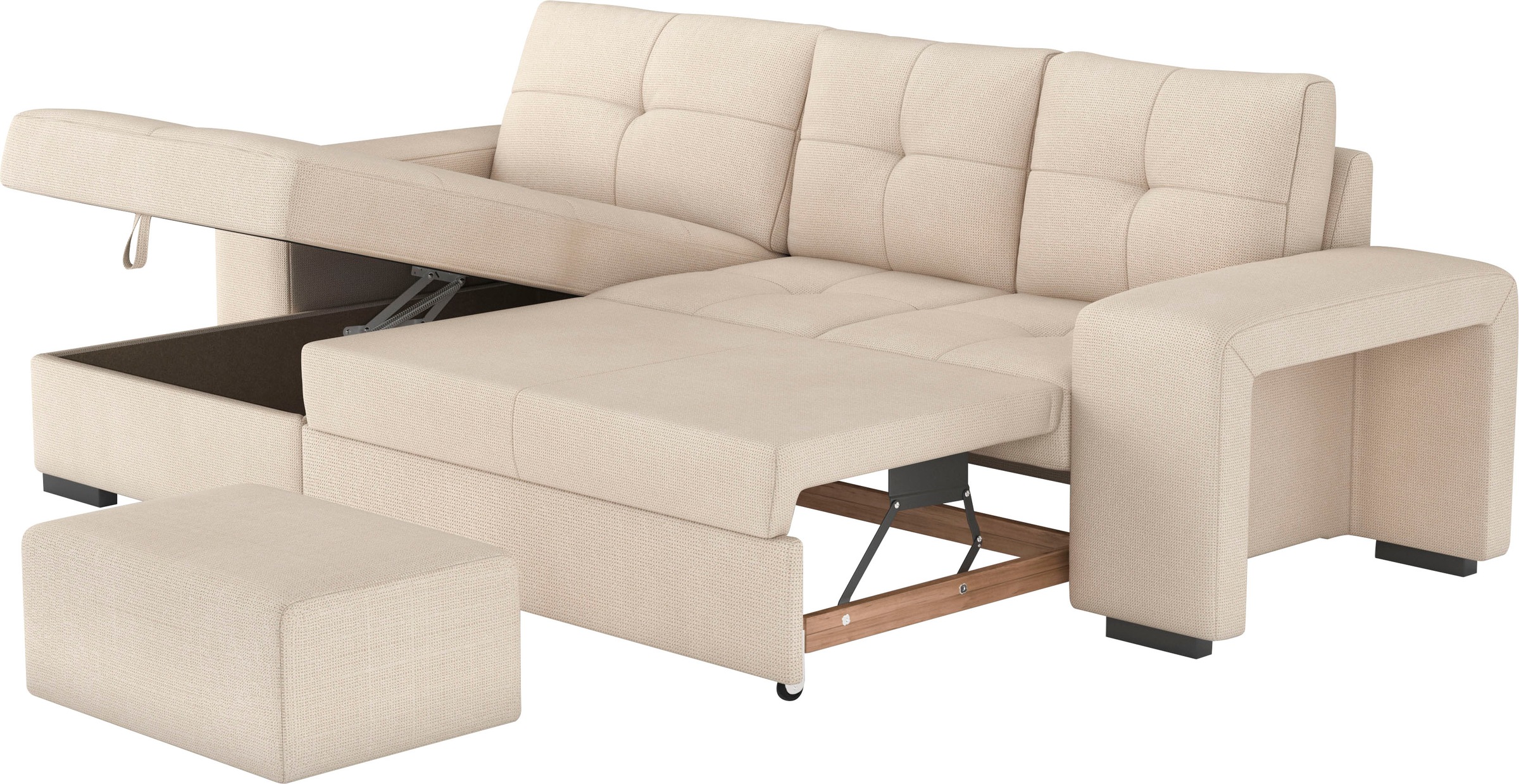 COTTA Ecksofa »Mattina L-Form«, mit Hocker, wahlweise mit Bettfunktion & Bettkasten