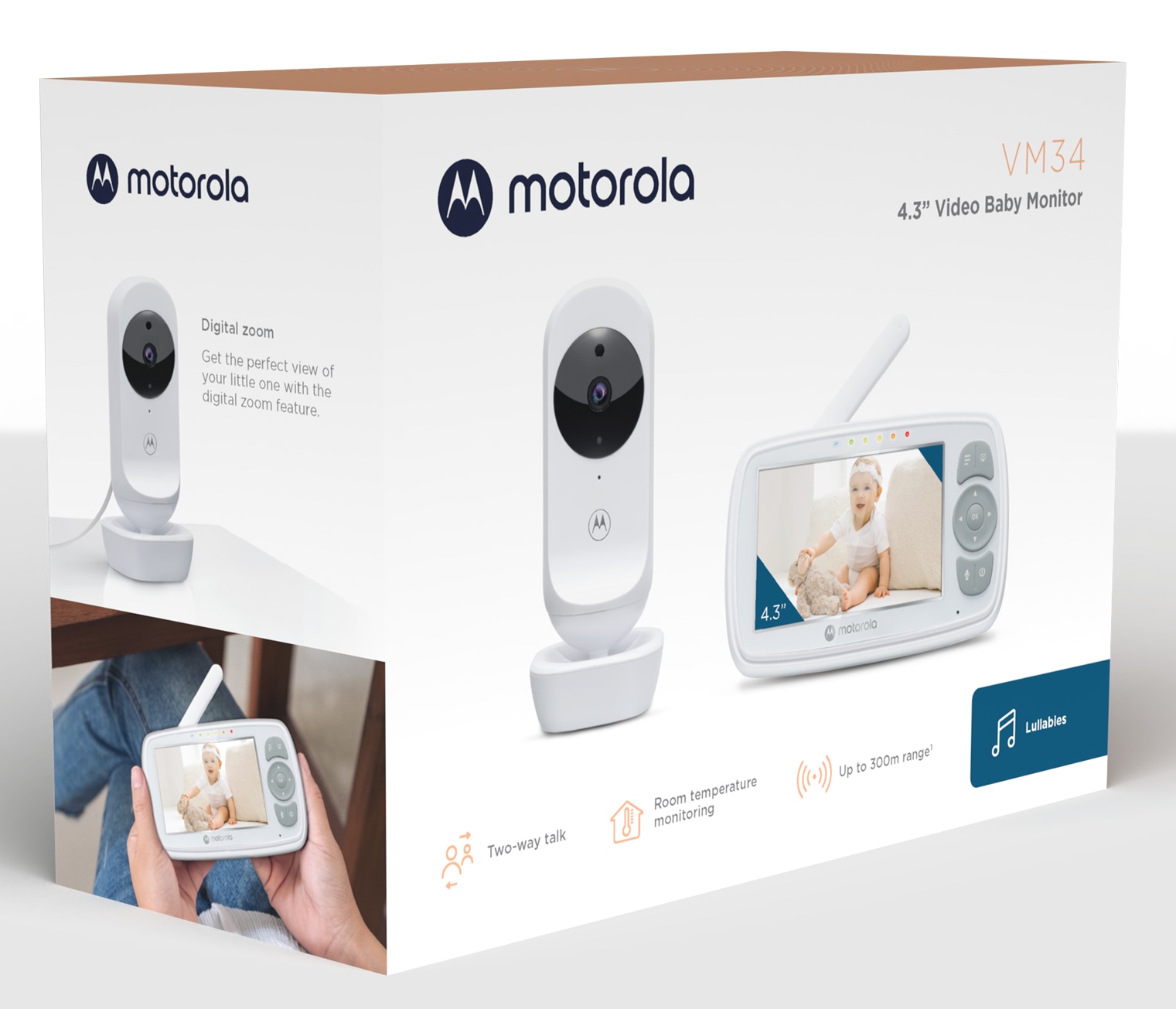 Motorola Video-Babyphone »4.3" Video Baby Monitor VM34« 4,3-Zoll-Farbdisplay