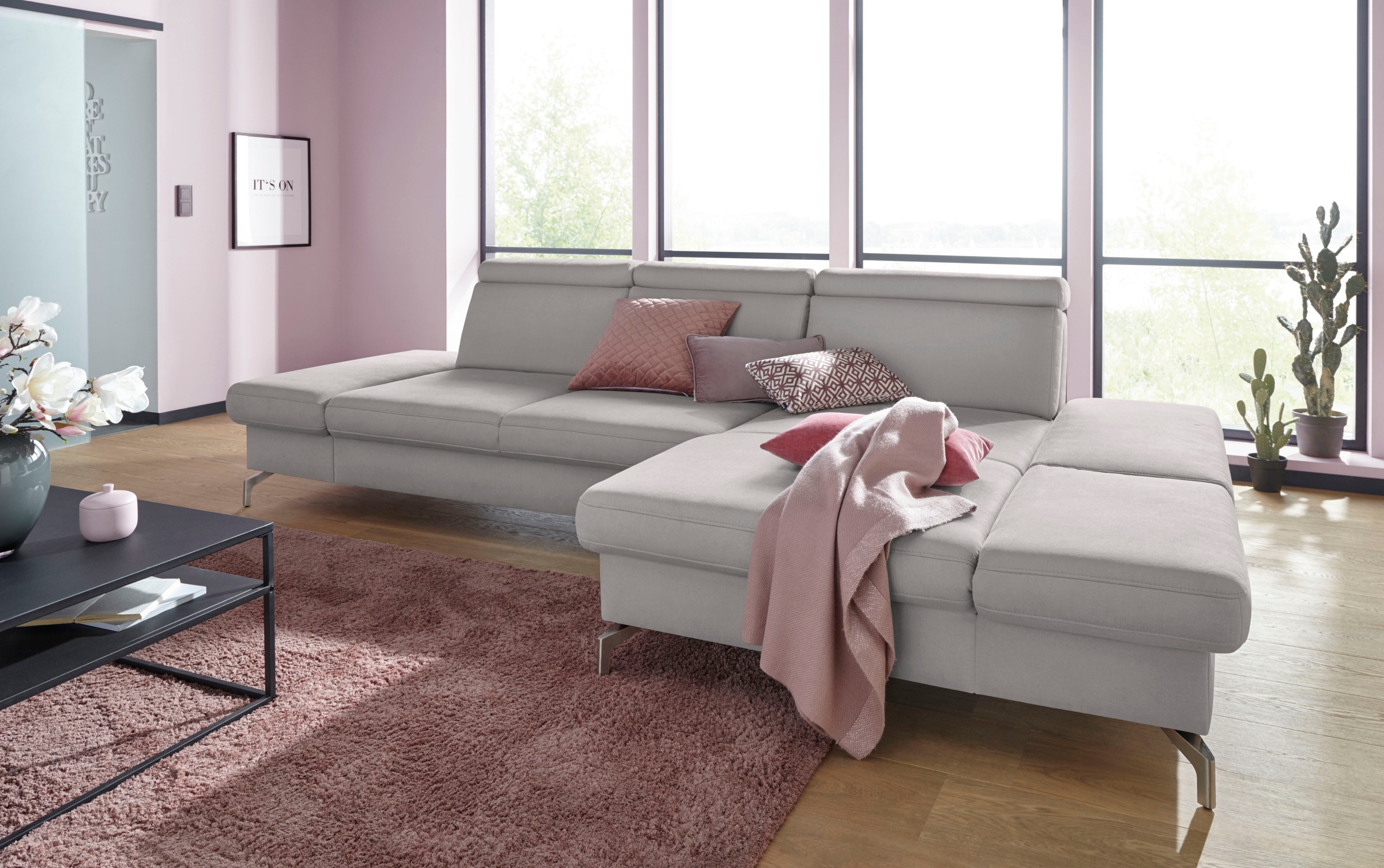 sit&more Ecksofa »Brisbane L-Form« Fußhöhe 12 cm, inklusive Sitztiefen-, Ar günstig online kaufen