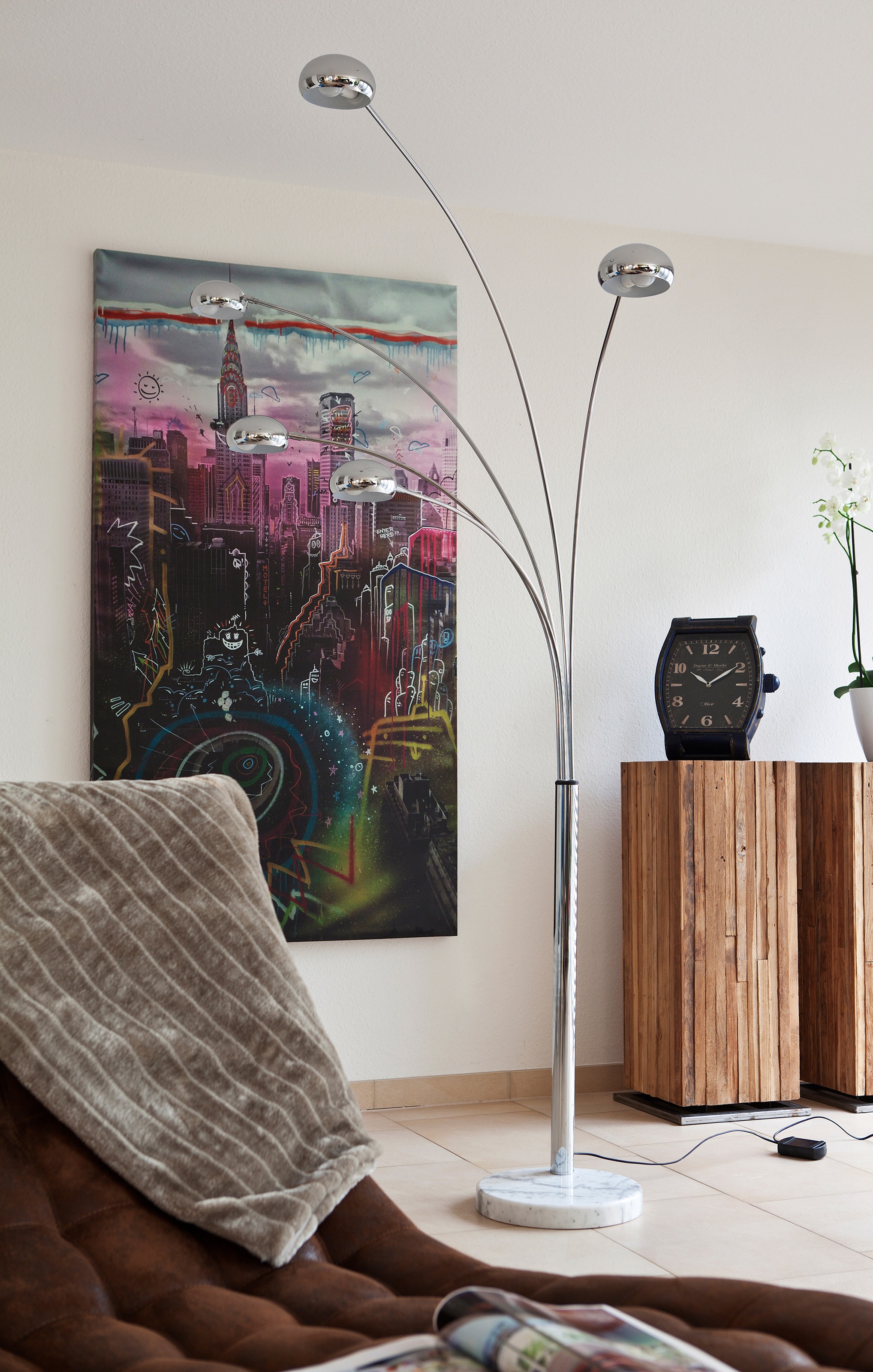 SalesFever Stehlampe »Hero« E14 1 Stk. 5 bewegliche Arme, Dimmschalter, ech günstig online kaufen