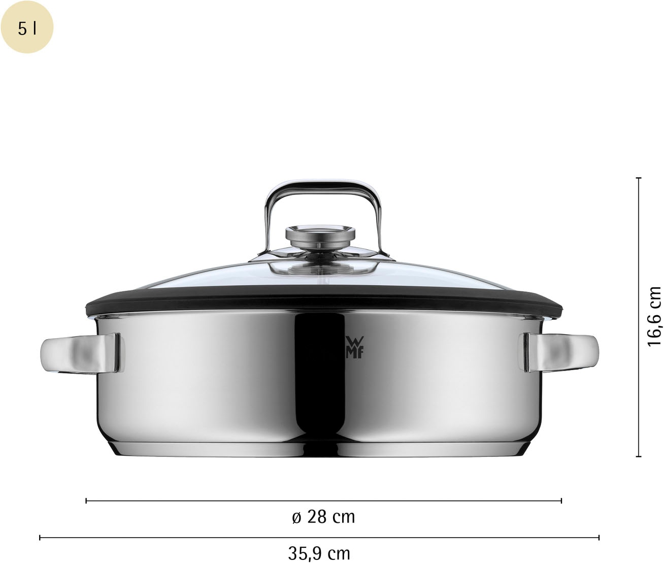 WMF Dampfgartopf »Vitalis, Bräter Induktion mit Glasdeckel und Silikonrand« Cromargan® Edelstahl Rostfrei 18/10