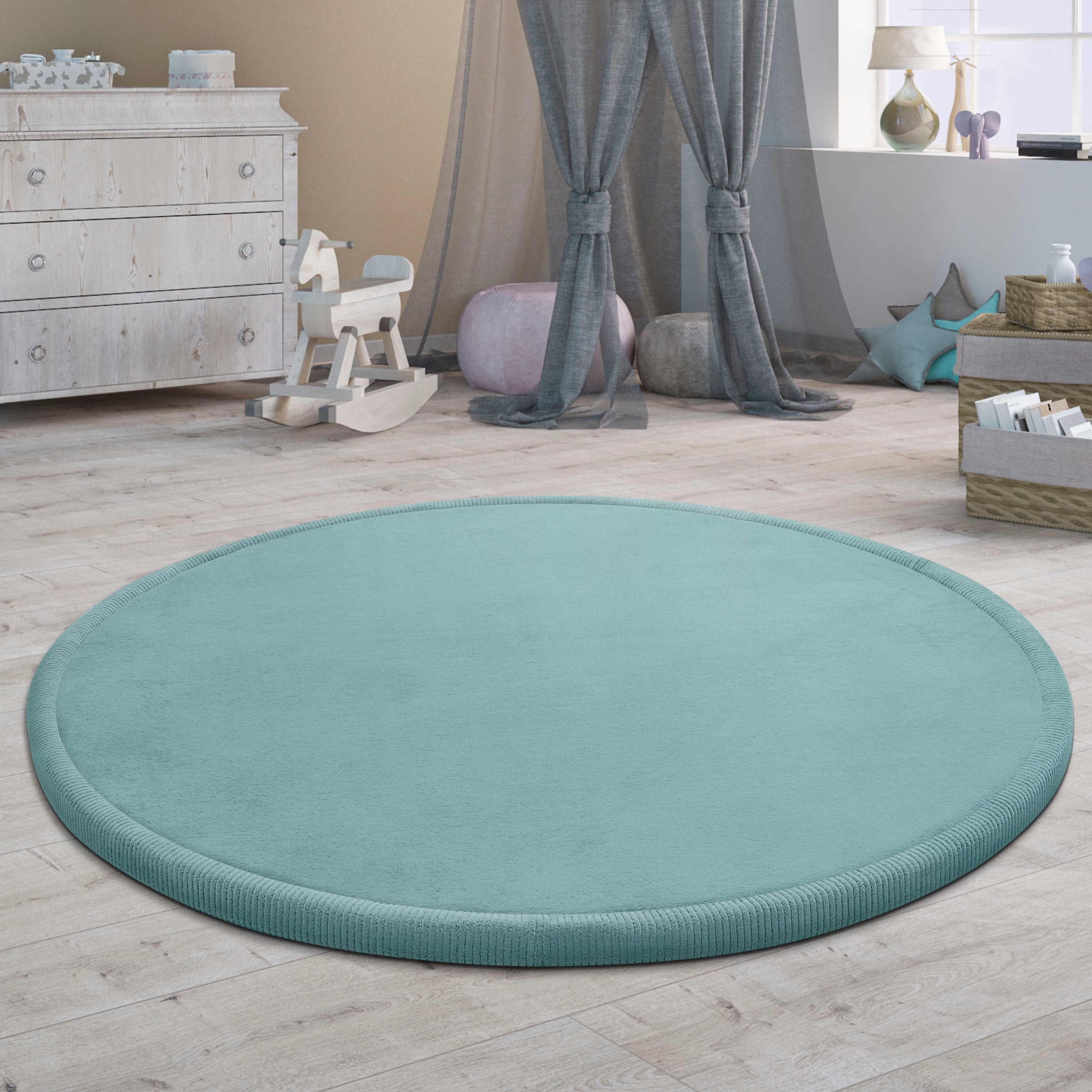 Paco Home Teppich »Tatami 475«, rund, 24 mm Höhe, Kurzflor, Uni Farben, mit Memory Foam, waschbar