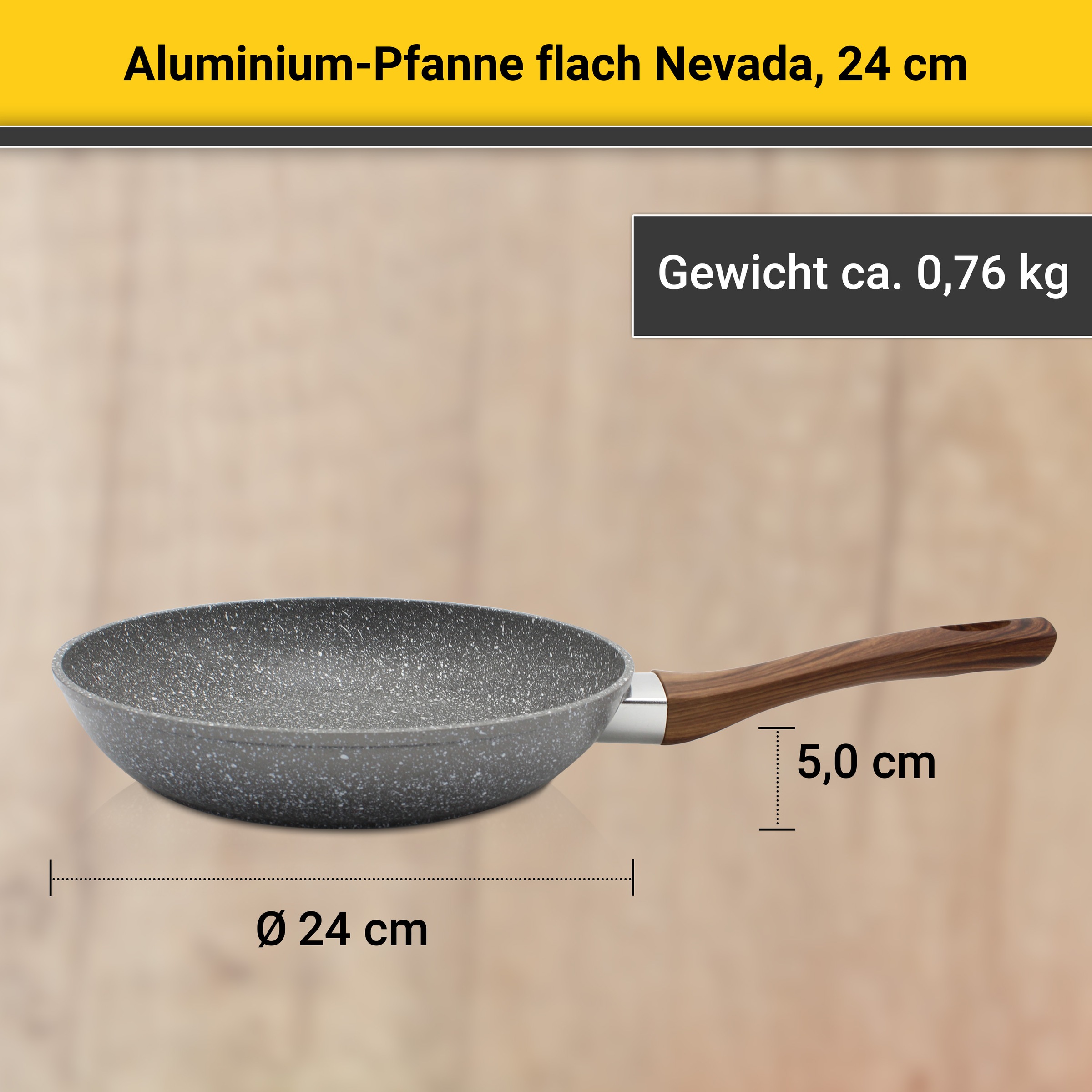 Krüger Bratpfanne »Nevada«, Aluminium, (1 tlg.), für Induktions-Kochfelder geeignet