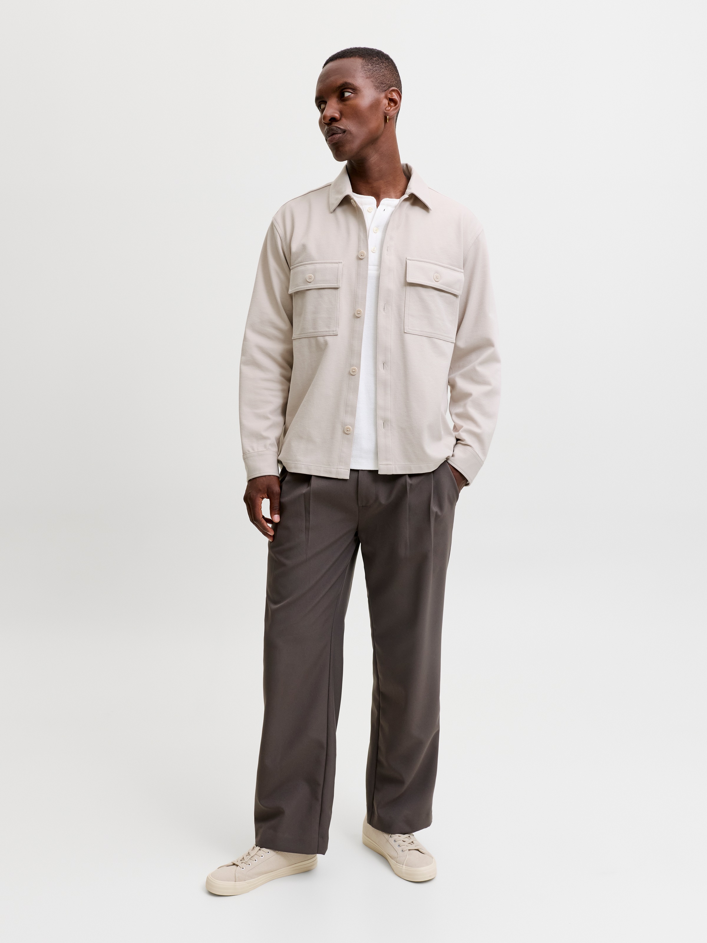 Jack & Jones Langarmhemd »JJWILLIAM SWEAT OVERSHIRT LS NOOS« Materialmix, Sweatmaterial, locker geschnitten