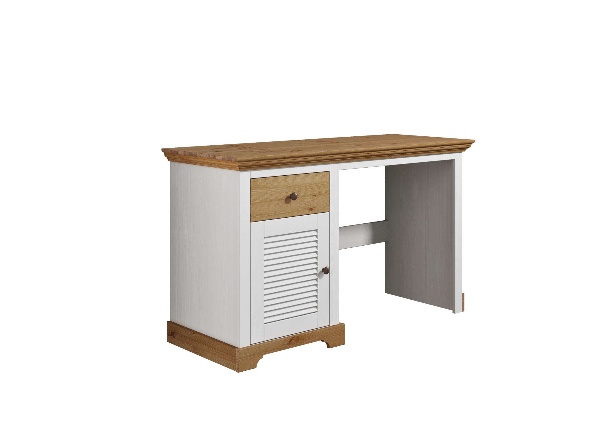 Home affaire Schreibtisch »Ayanna«, Massivholz, mit Schublade und Tür, Lamellenfront, Breite 130 cm