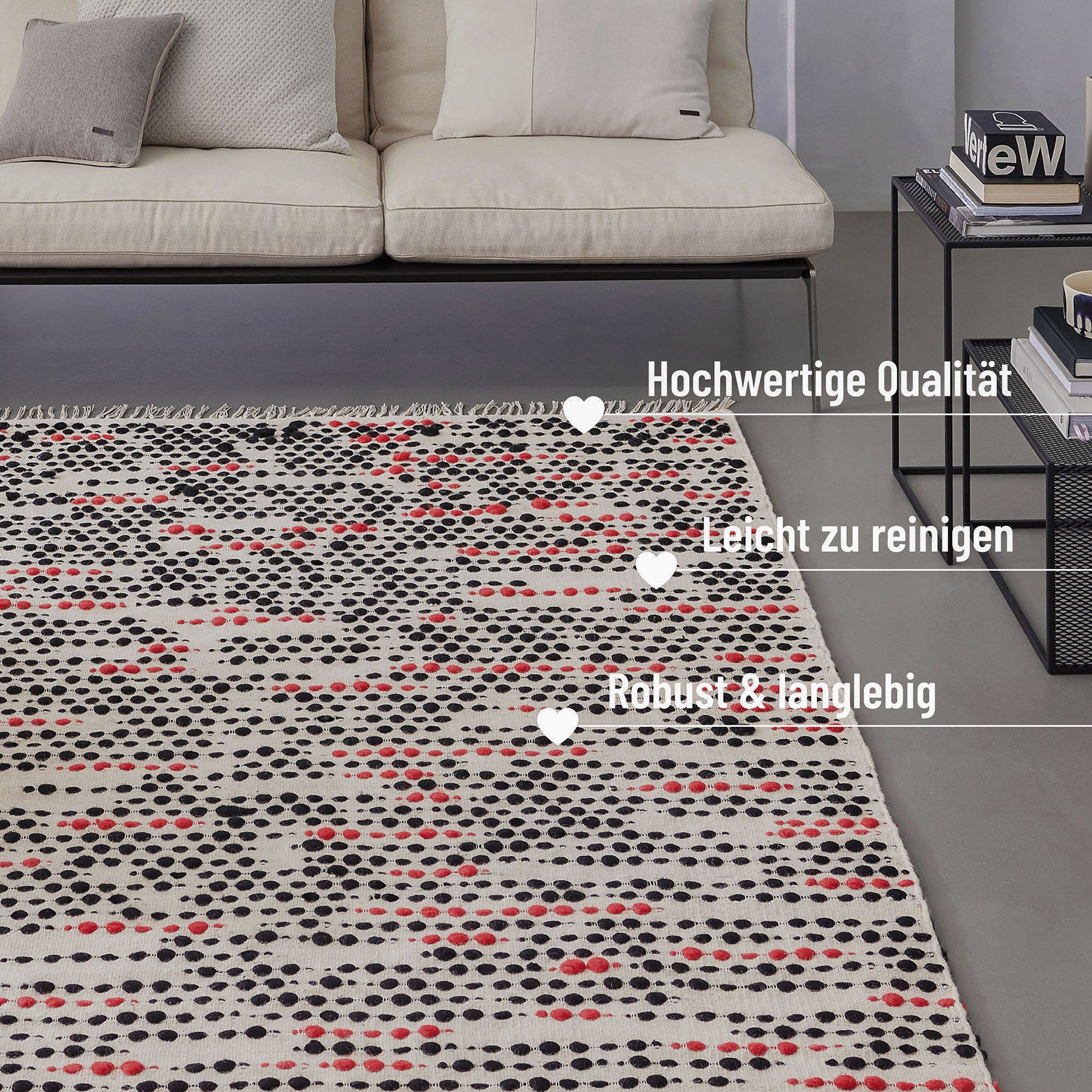 Wecon home Teppich »London Red«, rechteckig, 11 mm Höhe, handgewebt, robust, strapazierfähig, skandinavisch, Naturfaser