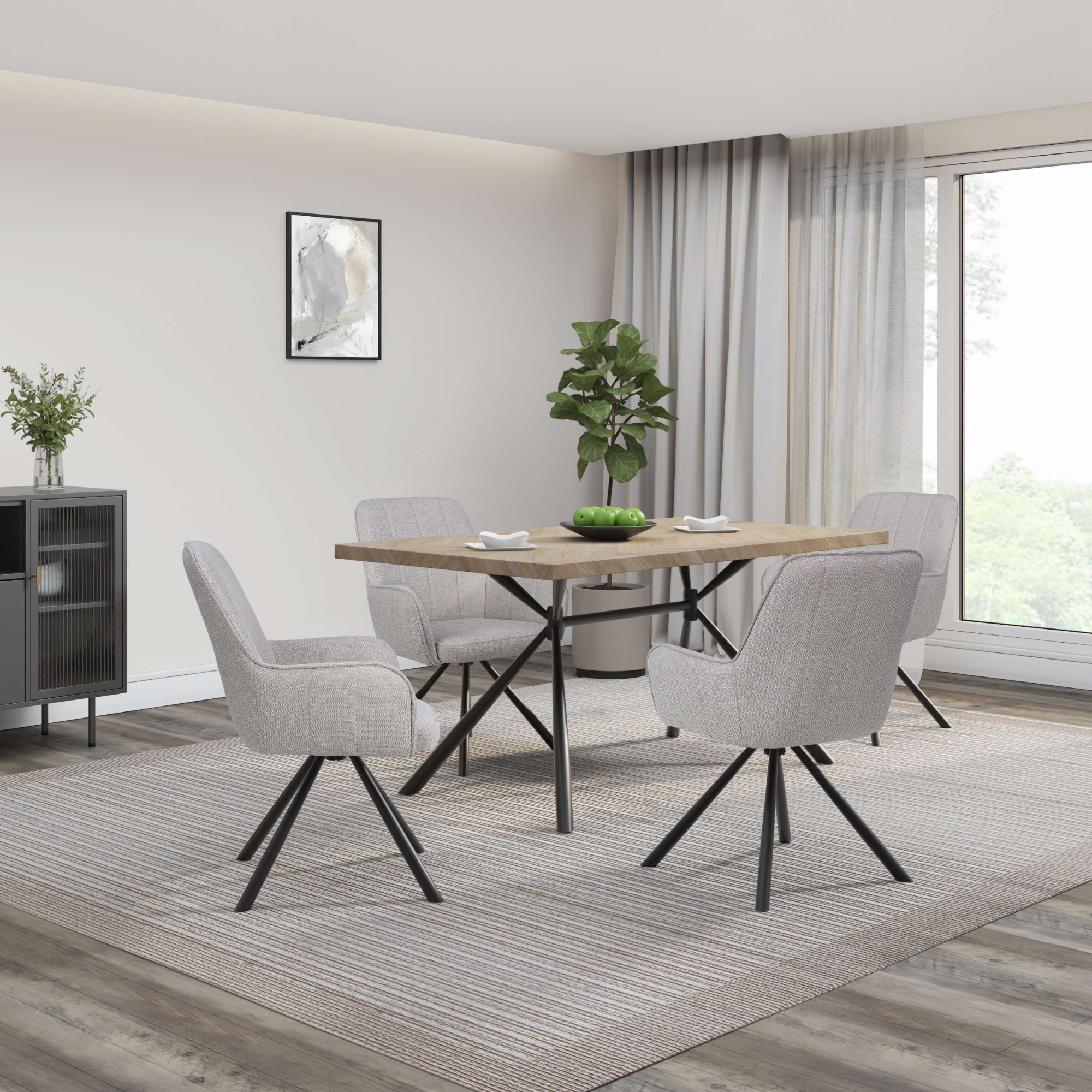 OTTO home Esstisch »Larchant« Tischplatte in Fischgrätoptik, schwarze Metallbeine, Höhe 76 cm