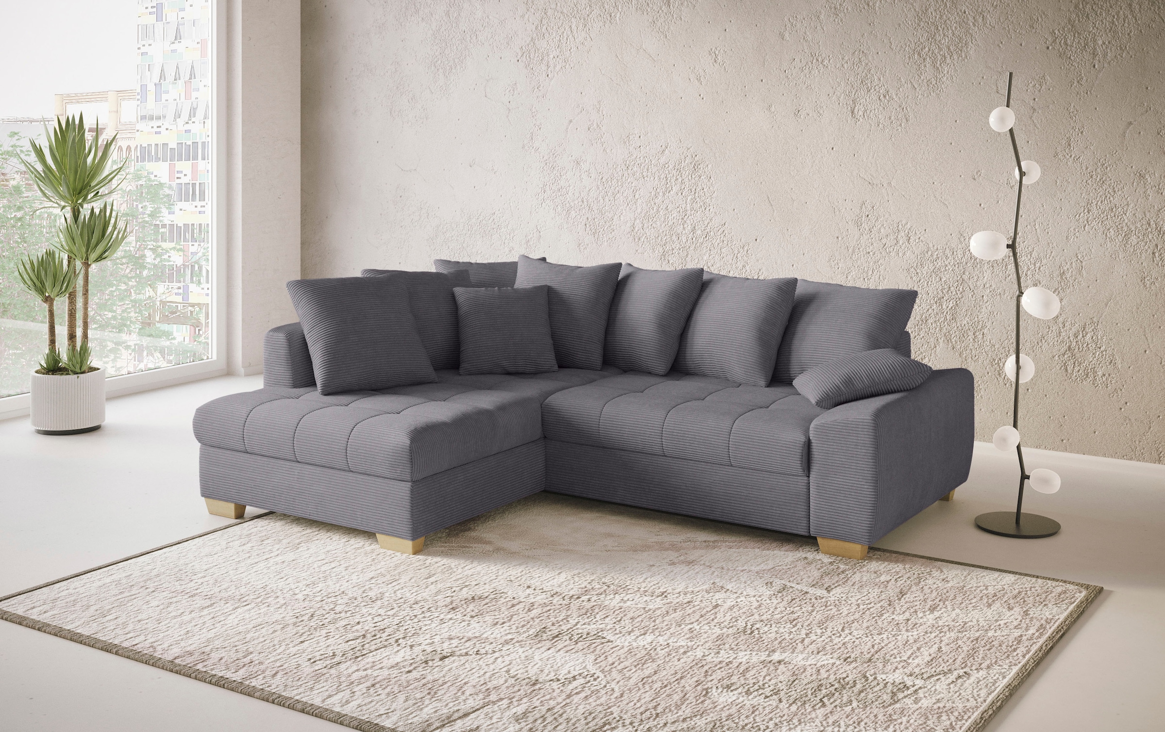 Mr. Couch Ecksofa »Nikita II, L-Form«, Wahlweise mit Bettfunktion, Bettkasten & RGB-LED-Beleuchtung