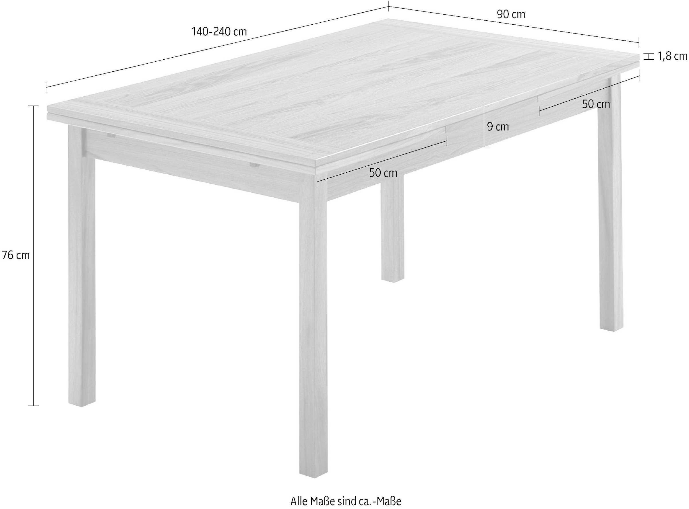 Hammel Furniture Esstisch »Basic Dinex, schnell innenliegende Einlegeplatten ausziehbar,«, Furnier / Massivholz, in zwei Breiten, stabiler dänische Design Tisch