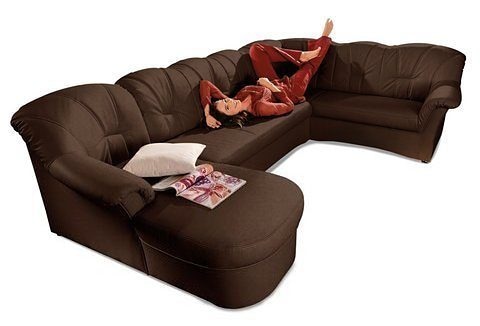 DOMO collection Wohnlandschaft »Papenburg, zeitlose Rückensteppung, elegante Formensprache, U-Form«, in großer Farbvielfalt, wahlweise mit Bettfunktion