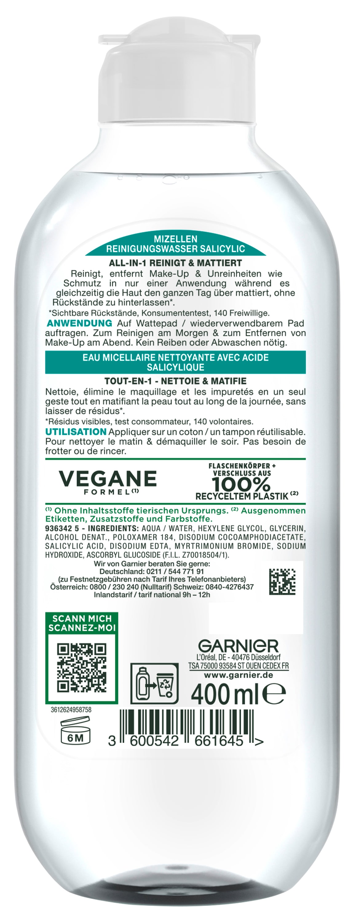 GARNIER Gesichtswasser »GARNIER MIZELLEN REINIGUNGSWASSER SALICYLIC ALL-IN-1«