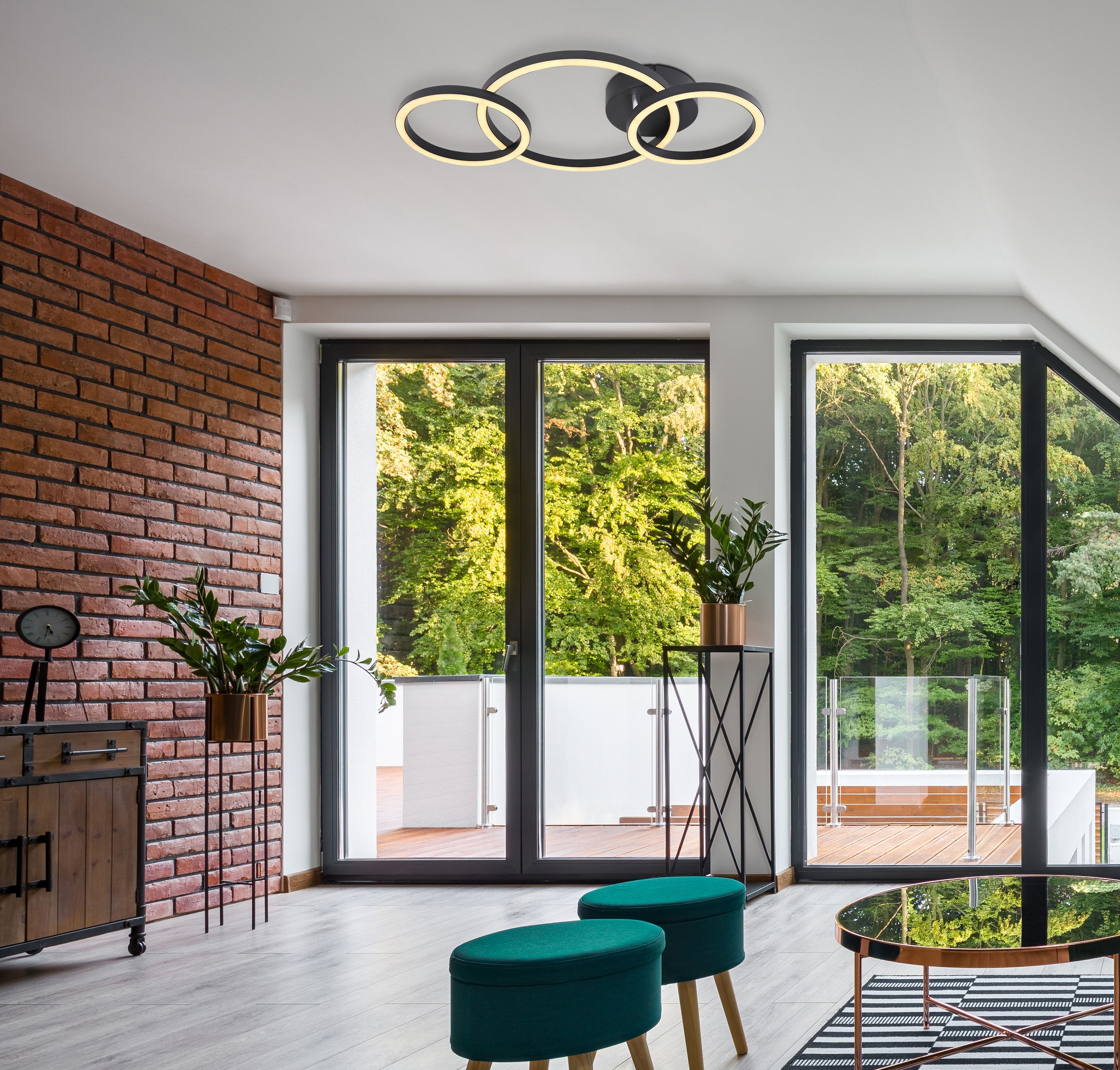 GLOBO LIGHTING Deckenleuchte »REGGY« LED-Modul 1 Stk. Warmweiß Deckenlampe Wohnzimmer-Leuchte Schlafzimmer-Leuchte Flur Küche