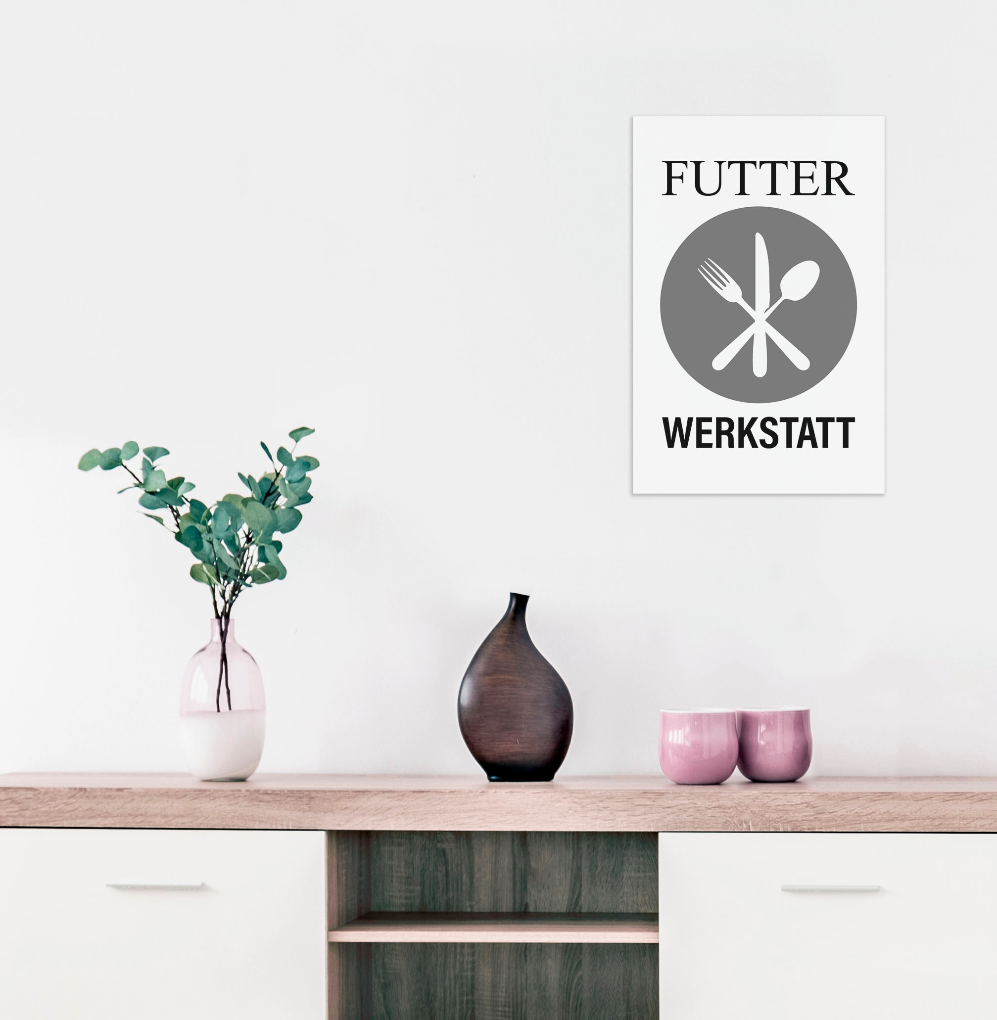 queence Wanddekoobjekt »FUTTER WERKSTATT«, Stahlschild, Blechschild, Spruch, Witzig, Wanddeko, retro, 20x30cm