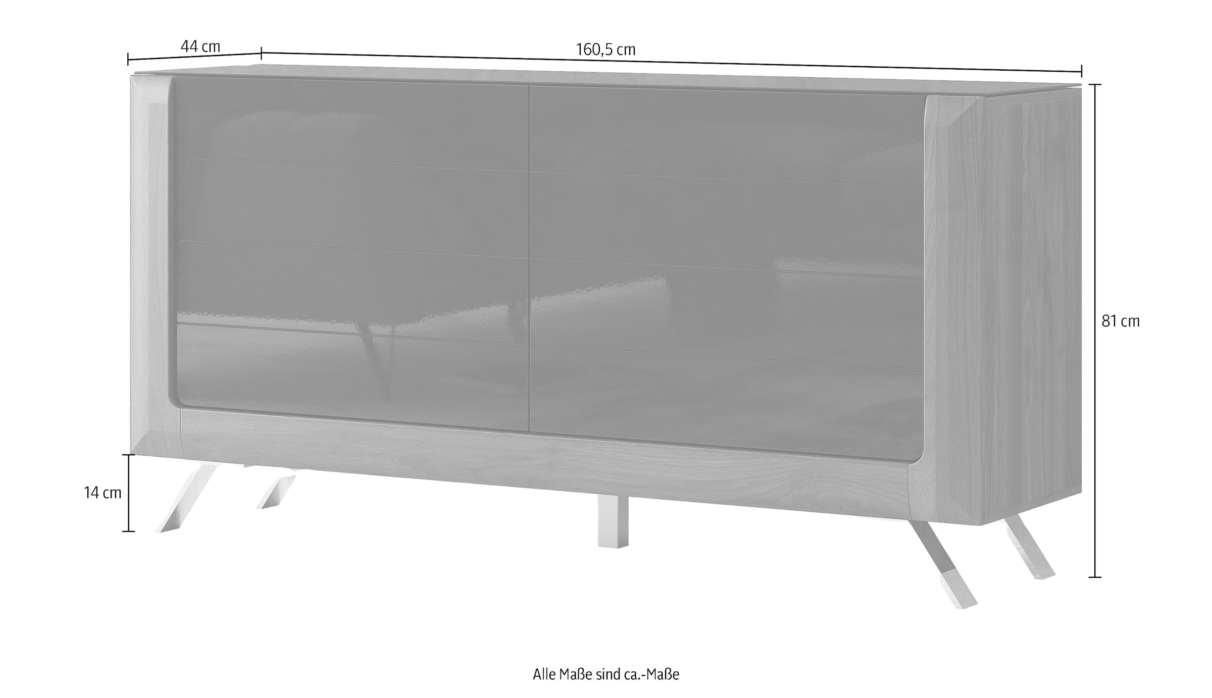 Leonique Sideboard »Kasai«, Breite 160,5 cm, mit 2 Türen