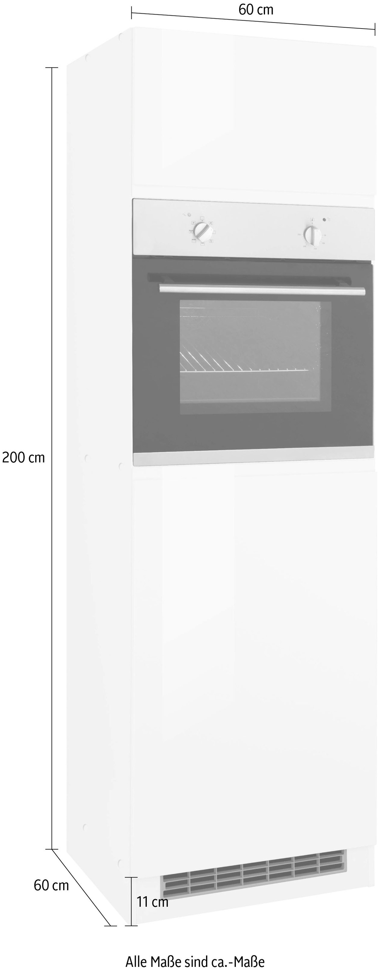 KOCHSTATION Backofen/Kühlumbauschrank »KS-Virginia«, 200 cm hoch, 60 cm breit, Nische für Ofen B/H/T: 56/59/55 cm