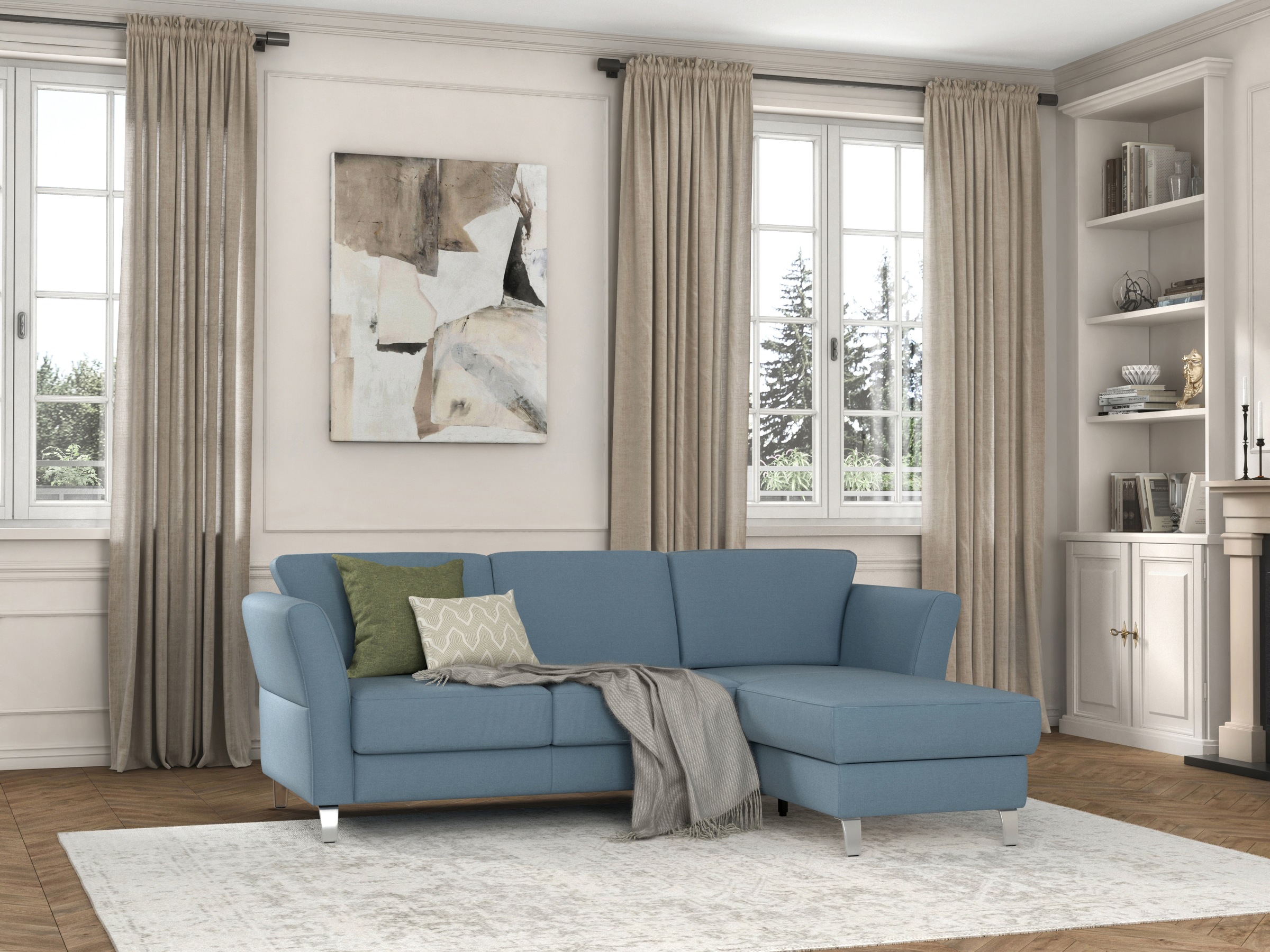 sit&more Ecksofa »Visby L-Form«, wahlweise mit Bettfunktion und Bettkasten, frei im Raum stellbar