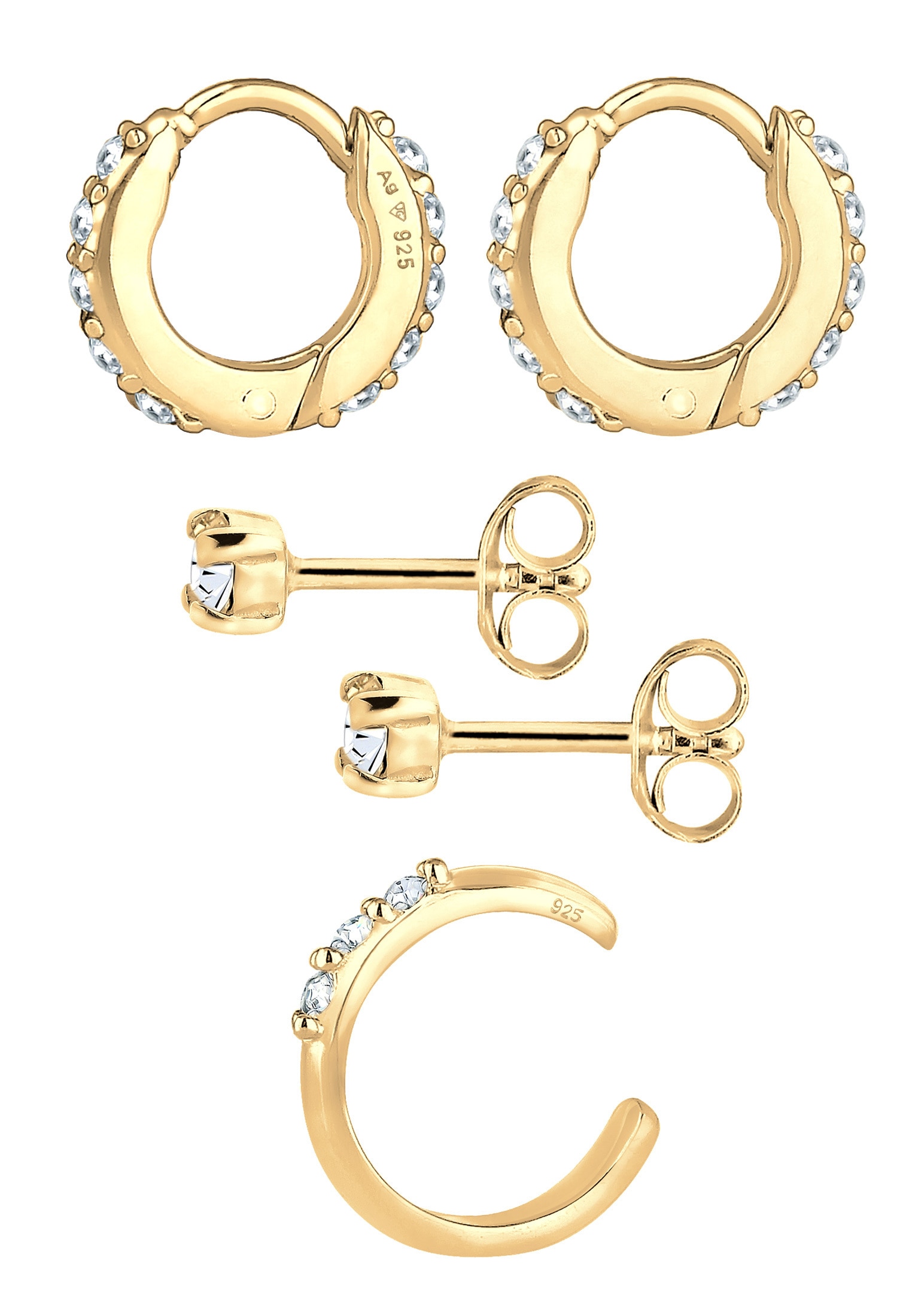 Elli Ohrring-Set »3er Set 925 Silber, mit Kristallen von Swarovski®«