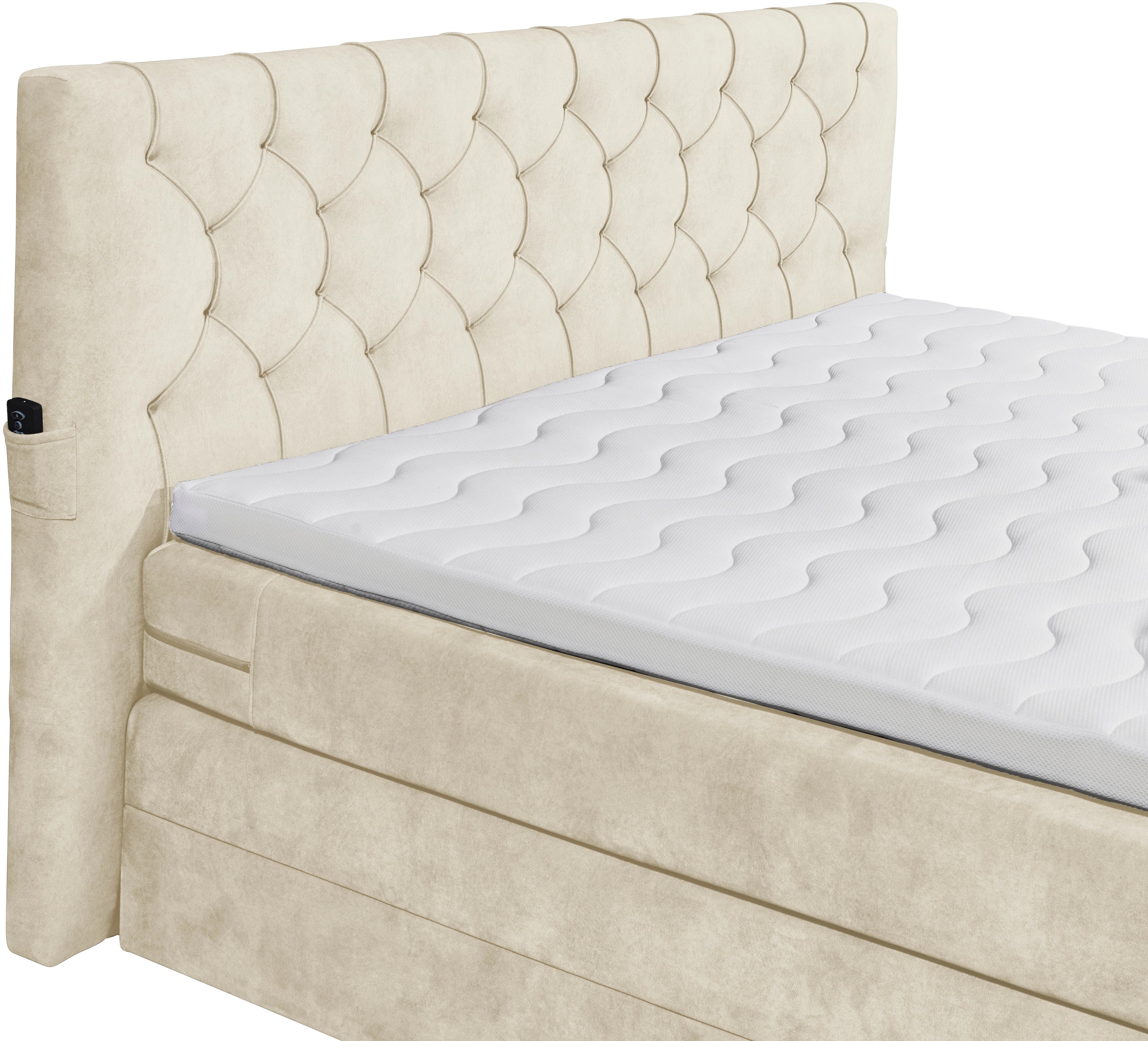 ED EXCITING DESIGN Boxspringbett »Springdale«, mit Bettkasten, motorisierter TV-Halterung, Duo-Matratze (H3/H4)
