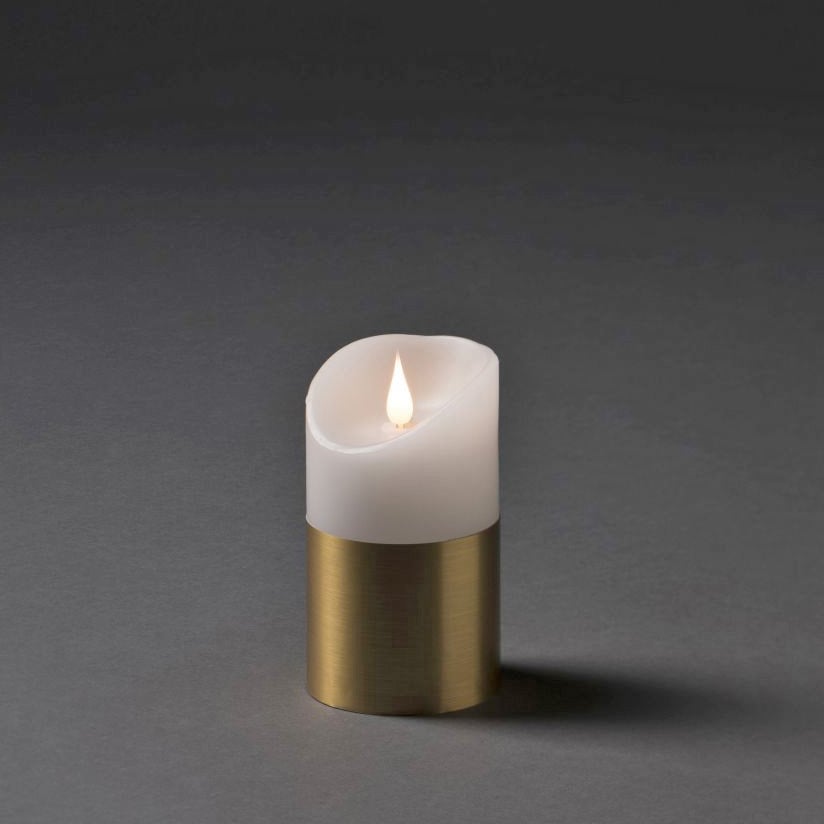 KONSTSMIDE LED-Kerze »Weihnachtsdeko«, auf mit LED Rechnung Echtwachskerze, weiß, messingfarbener Banderole kaufen