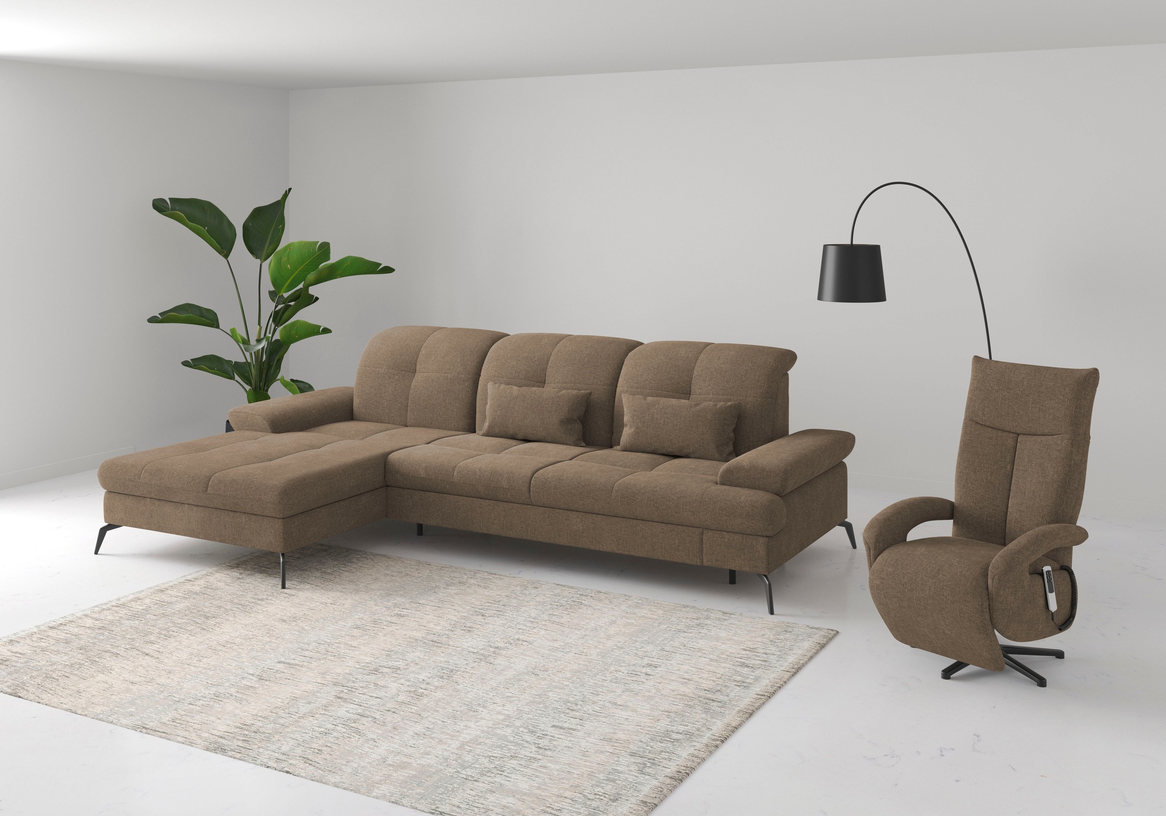 sit&more Ecksofa »Amica, L-Form, inkl. Sitztiefenverstellung & Armteilverstellung«, wahlweise mit Bettfunktion, Bettkasten und Kopfteilverstellung