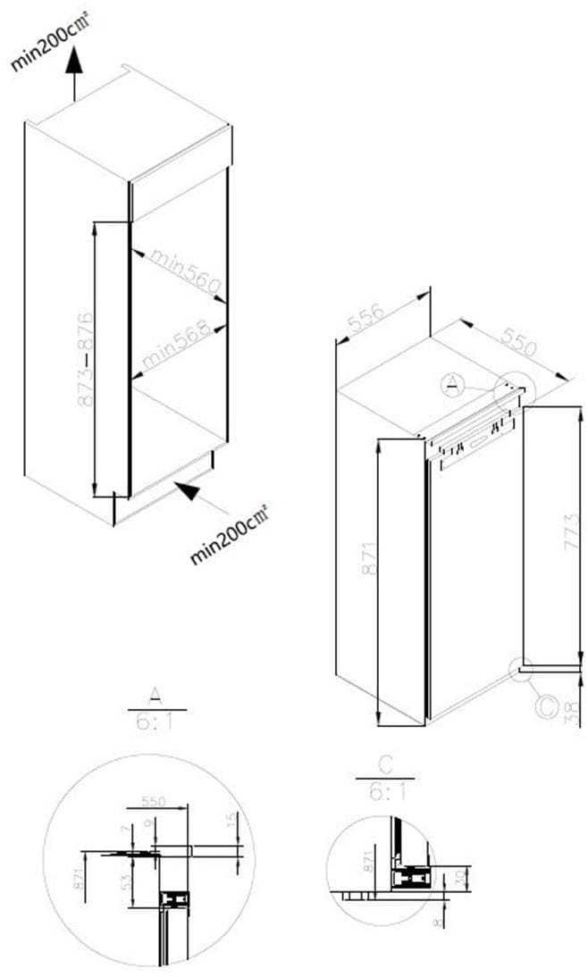 Amica Einbaugefrierschrank »EGSX 321 250«, 87 cm hoch, 56 cm breit