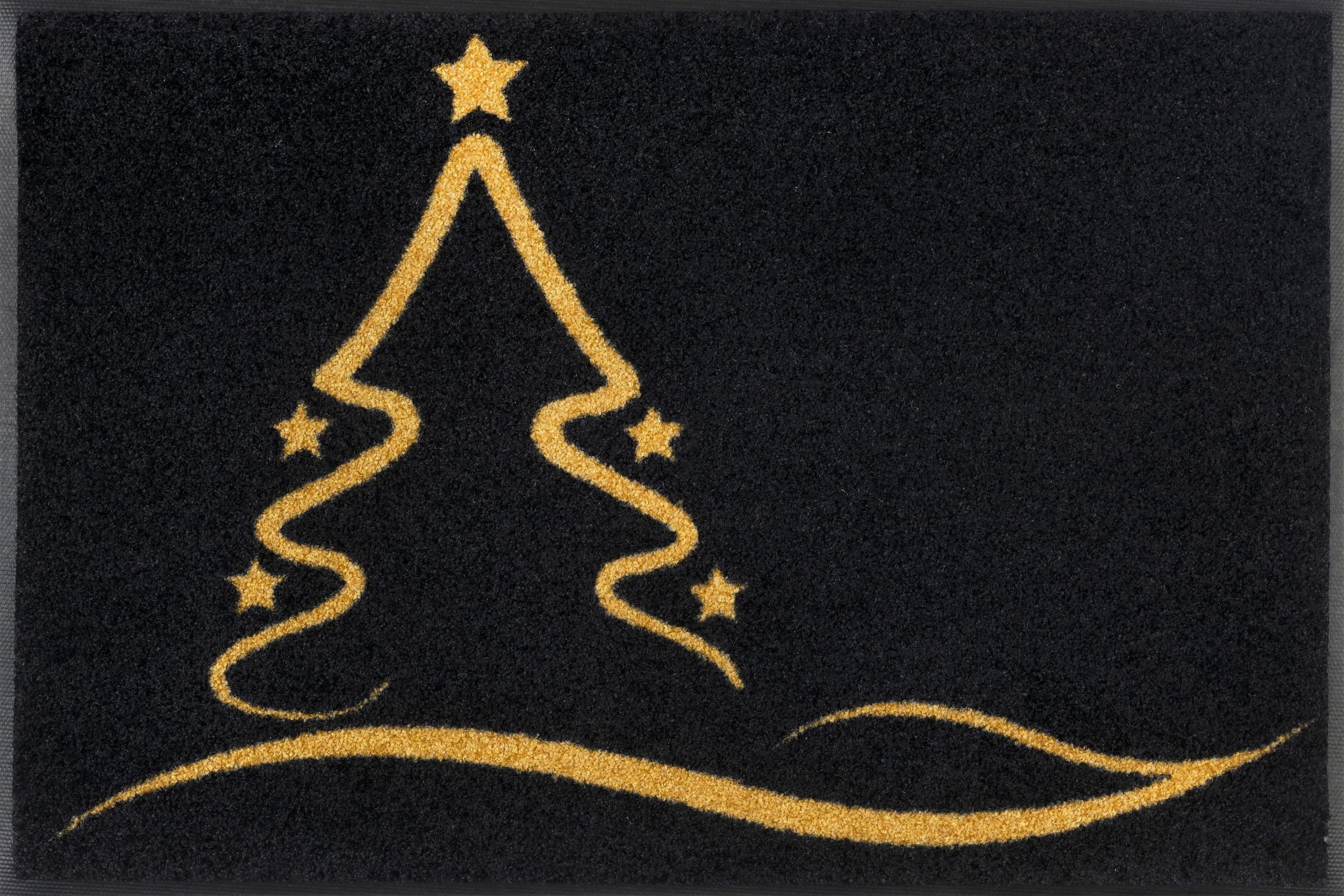 wash+dry by Kleen-Tex Fußmatte »Golden Shine«, rechteckig, 7 mm Höhe, Schmutzfangmatte,Motiv Weihnachten Tannenbaum, rutschhemmend, waschbar