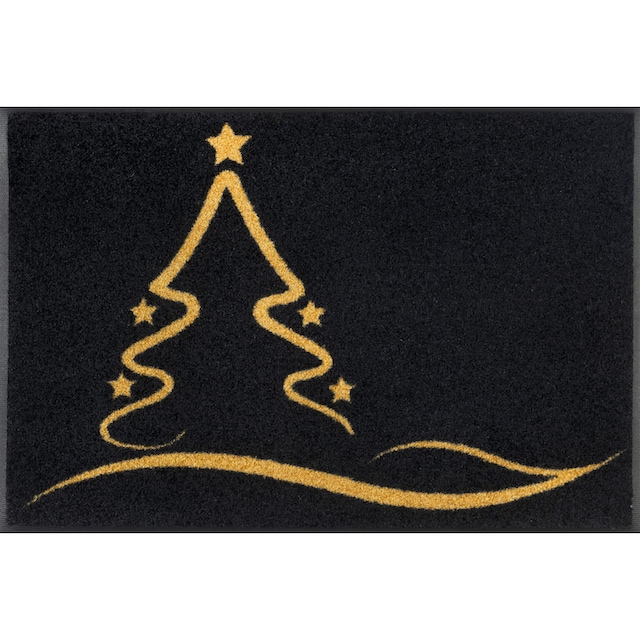 wash+dry by Kleen-Tex Fußmatte »Golden Shine«, rechteckig, Schmutzfangmatte,Motiv  Weihnachten Tannenbaum, rutschhemmend, waschbar bequem und schnell  bestellen