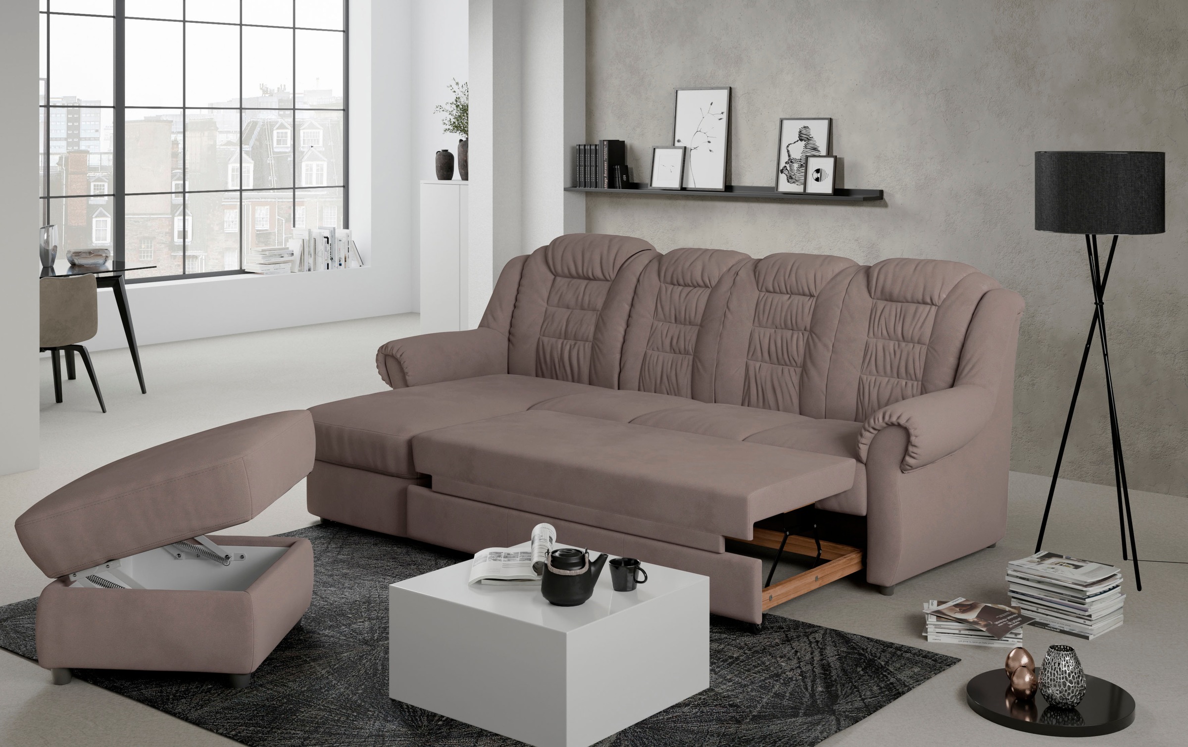 Home affaire Ecksofa »Boston L-Form«, mit hoher Rückenlehne, wahlweise mit günstig online kaufen