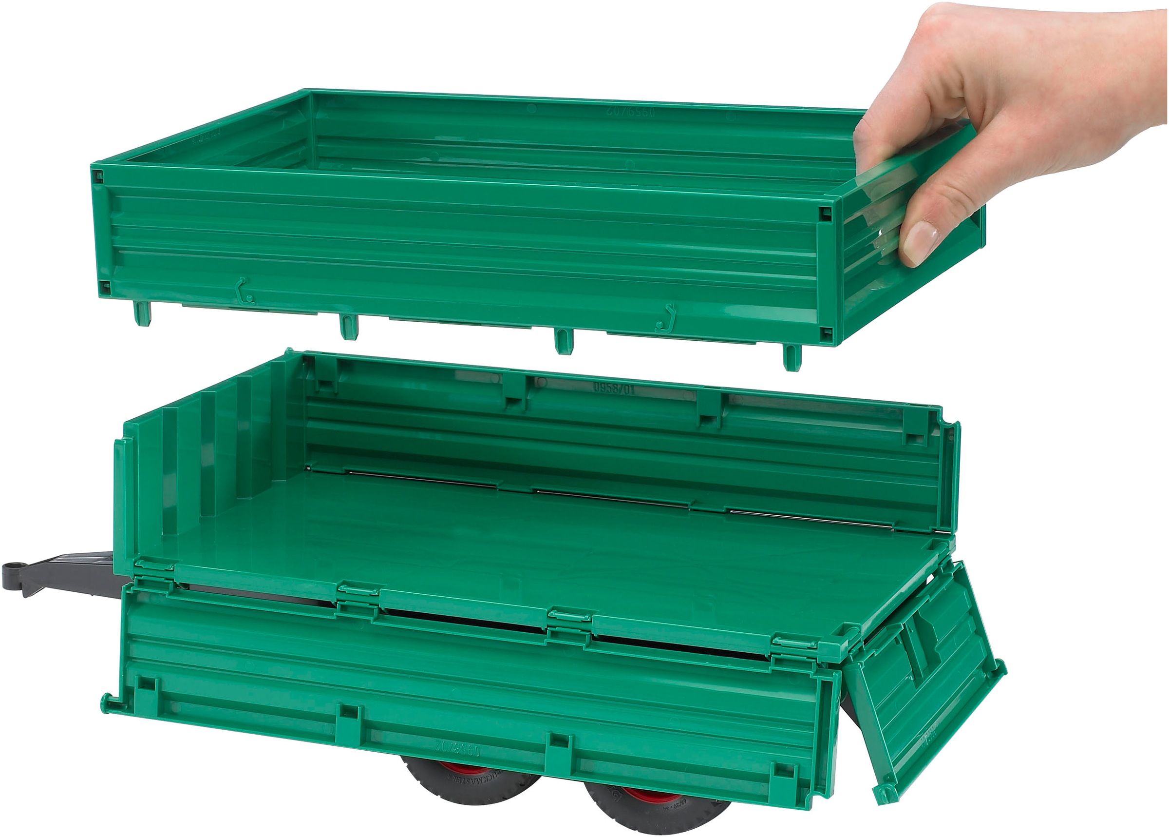 Bruder® Spielfahrzeug-Anhänger »Tandem-Transportanhänger 37 cm m Aufsteckbordwand (02010)«, Made in Europe