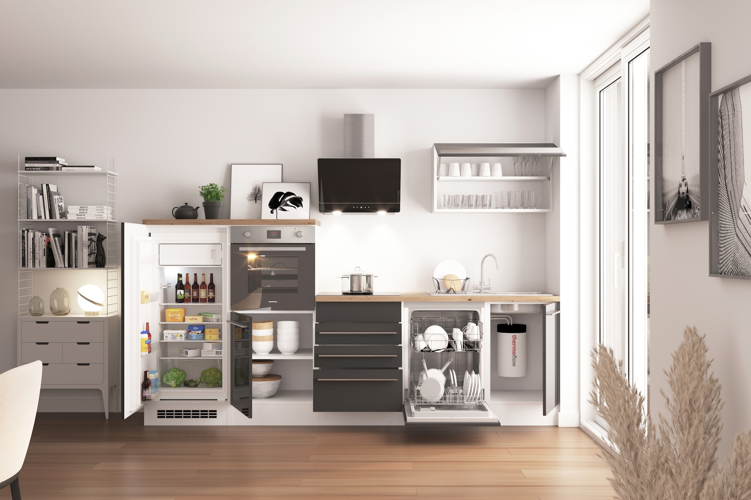 RESPEKTA Küche »Gabriel« wechselseitig aufbaubar, als Doppelblock stellbar