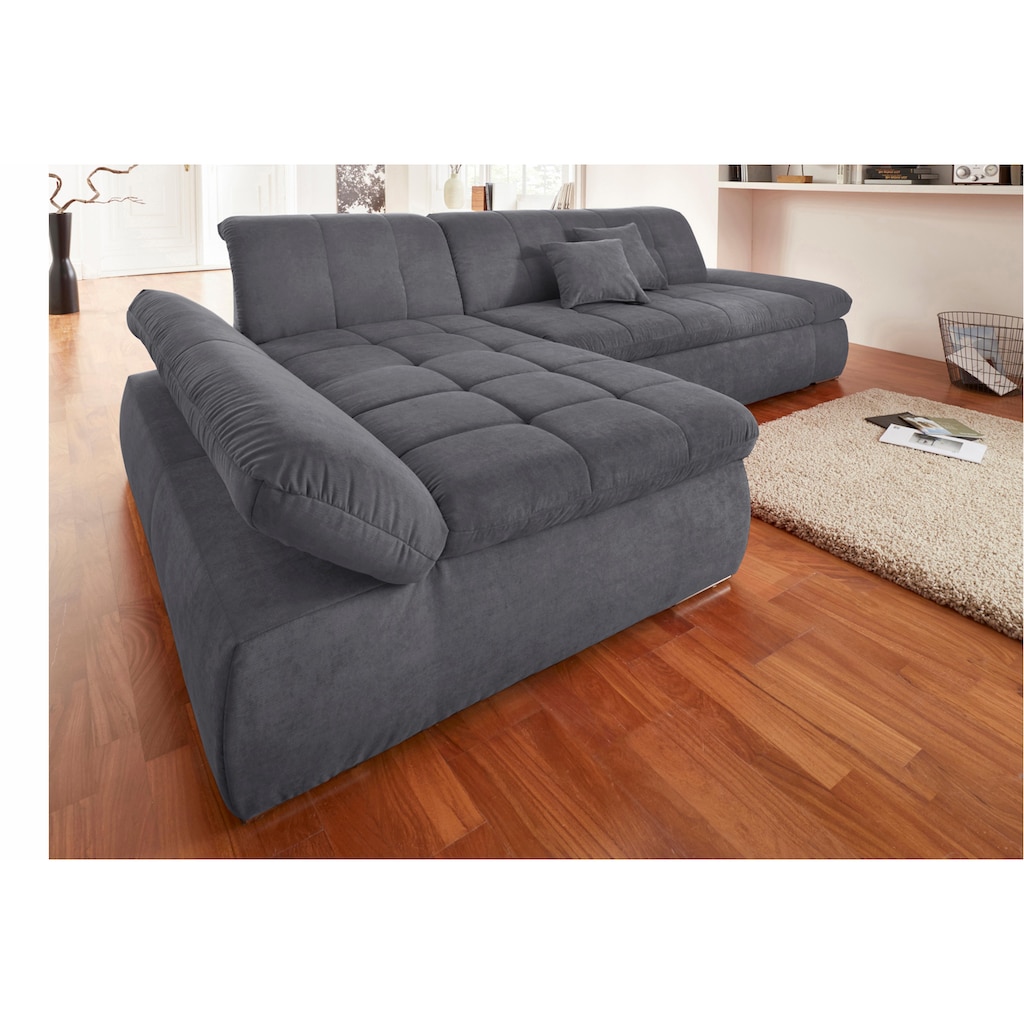 DOMO collection Ecksofa »NMoric XXL, B/T/H: 300/172/80cm, Revamierenabschluss«, wahlweise mit Bettfunktion und Armlehnverstel,lung