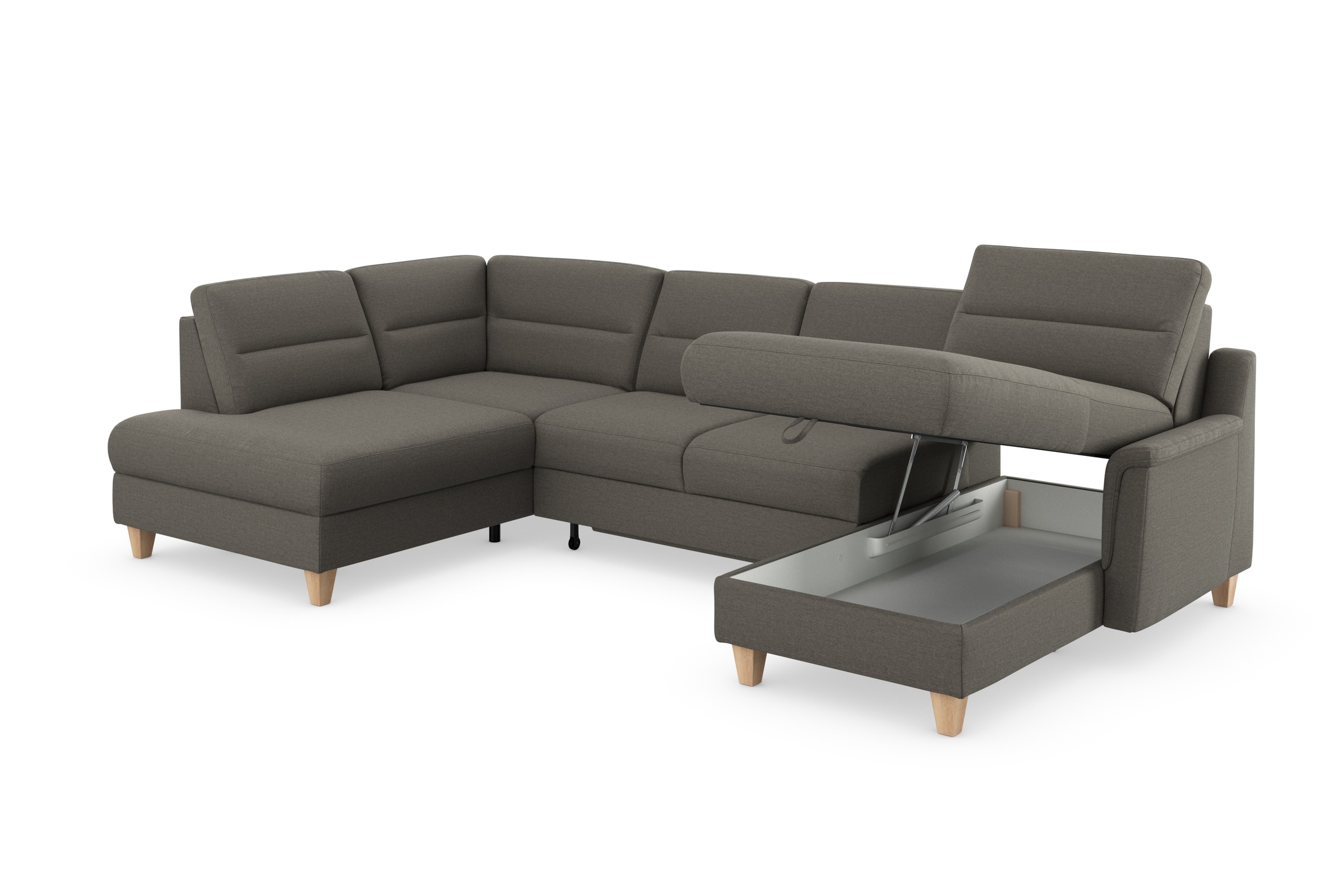 sit&more Wohnlandschaft »Farö U-Form«, inklusive Federkern, wahlweise mit Bettfunktion und Bettkasten