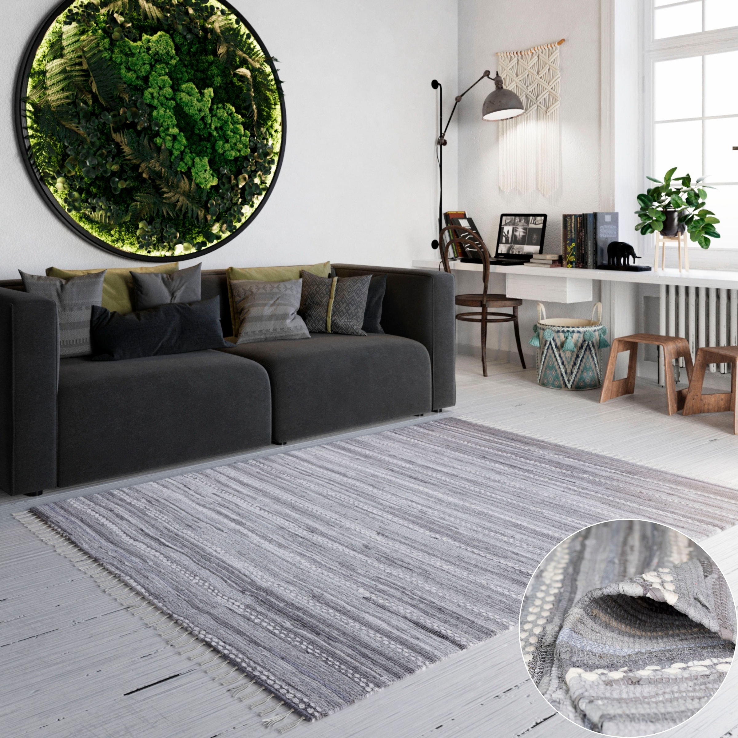 Home affaire Teppich »LeVivier«, rechteckig, Handweb Teppich, gestreift, 90 günstig online kaufen