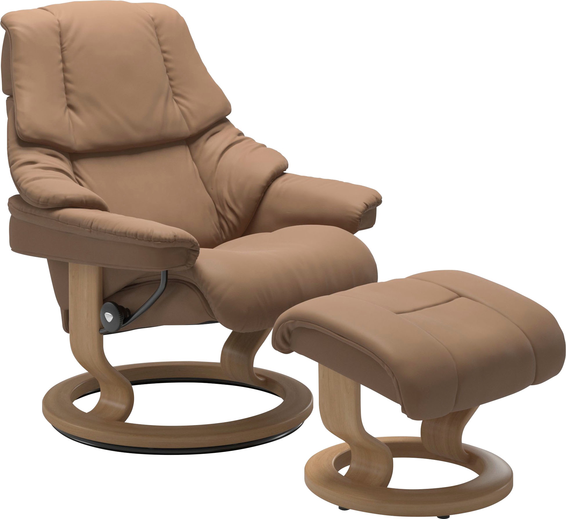 Stressless® Relaxsessel »Reno«, (Set, Relaxsessel mit Hocker), mit Hocker, mit Classic Base, Größe S, M & L, Gestell Eiche
