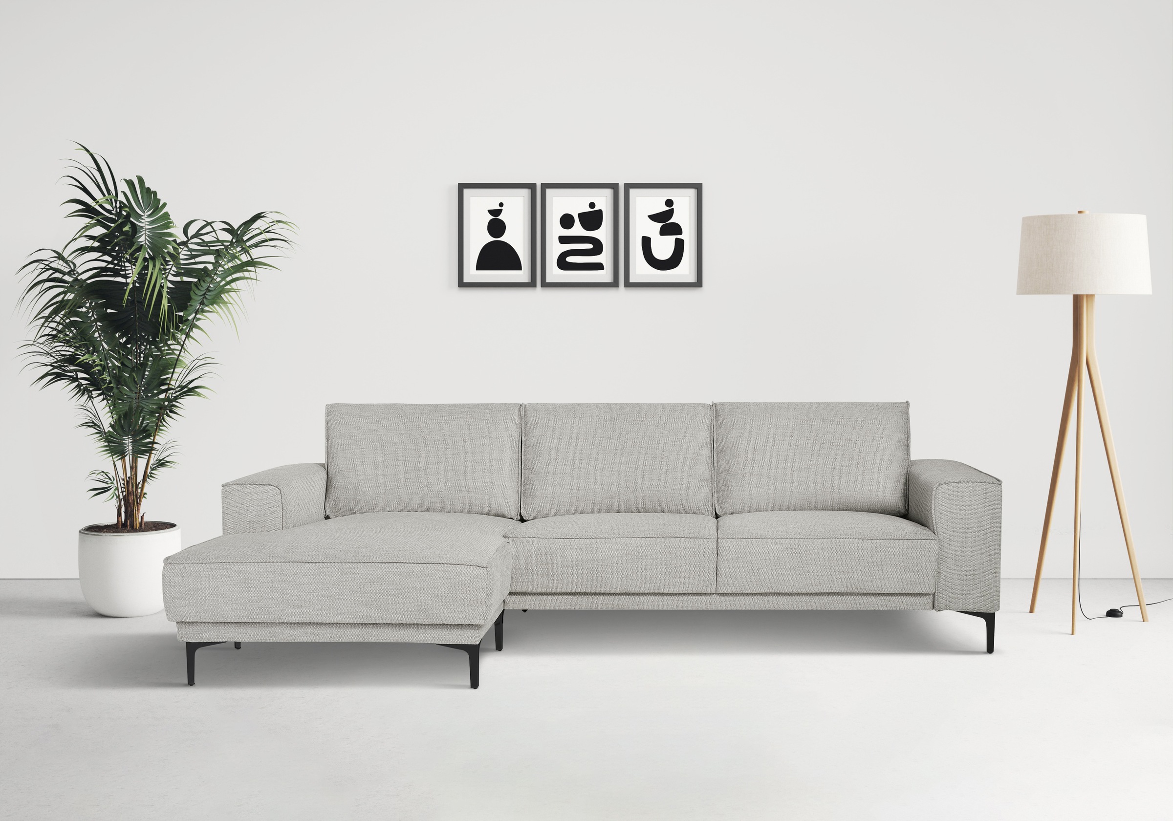 Places of Style Ecksofa »Polsterecke Oland, Struktur, Flachgewebe, Luxus-Mi günstig online kaufen