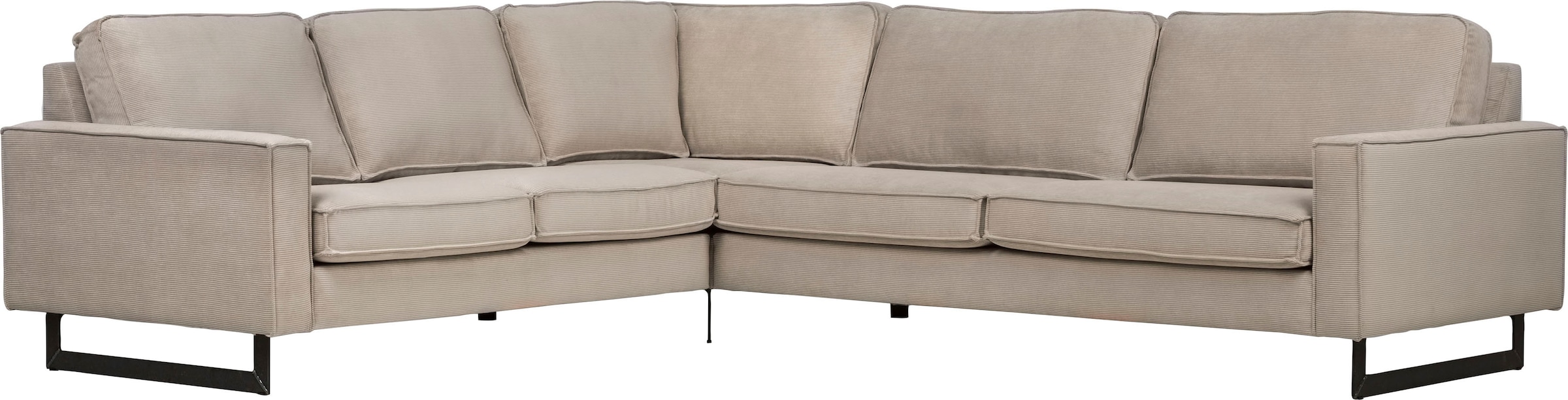 Places of Style Ecksofa »Pinto, XXL, 250/290 cm, langer Schenkel, Ottomane«, Cord, Chenille, Lederoptik, mit Keder, Metallfüße, Wellenunterfederung