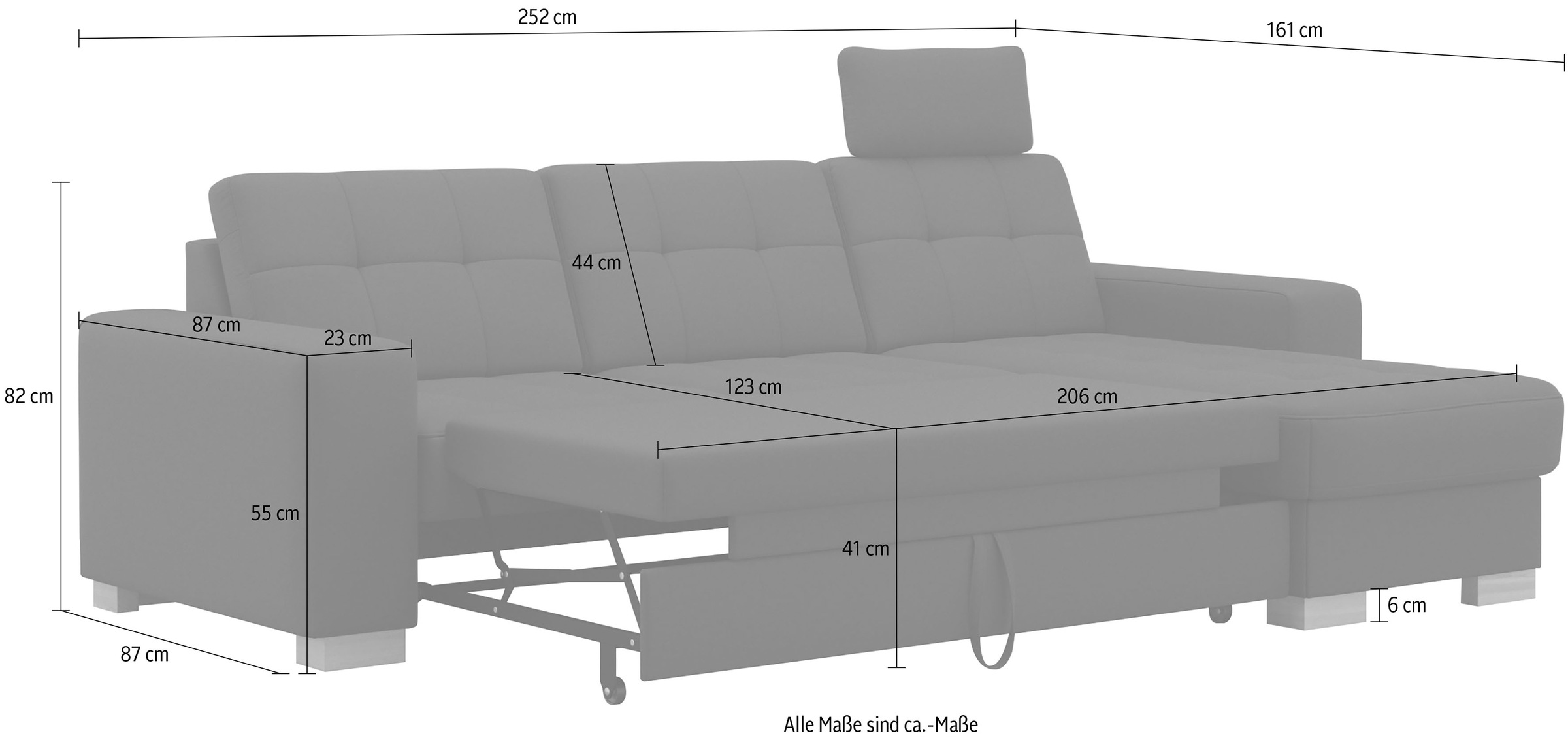 sit&more Ecksofa »Quincy L-Form«, wahlweise mit Bettfunktion und Bettkasten