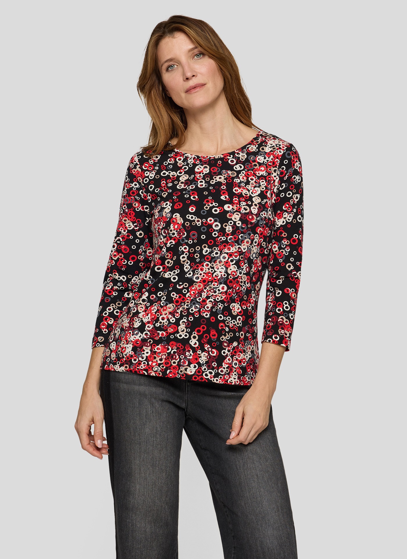 Rabe 3/4-Arm-Shirt mit Rundhals, gemustert