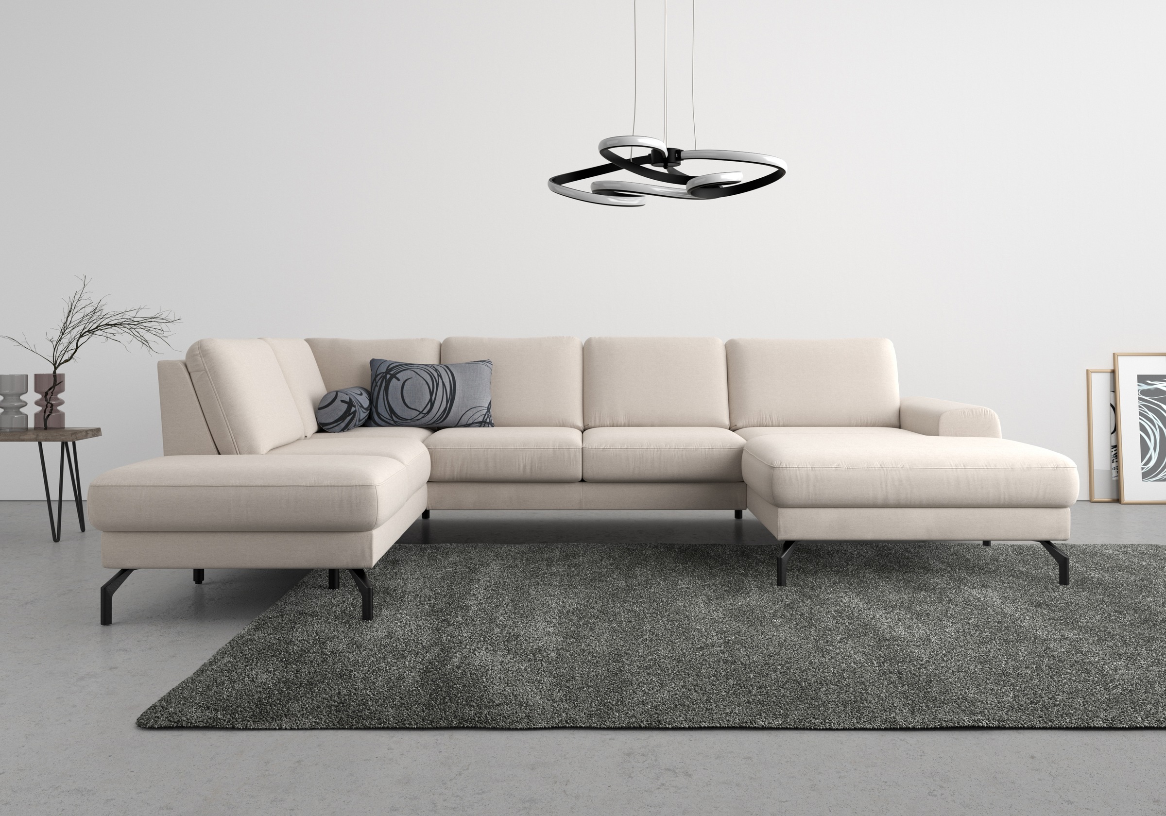 sit&more Wohnlandschaft »Cinturo U-Form«, inklusive Sitztiefenverstellung und Federkern, Sitzhöhe 48 cm