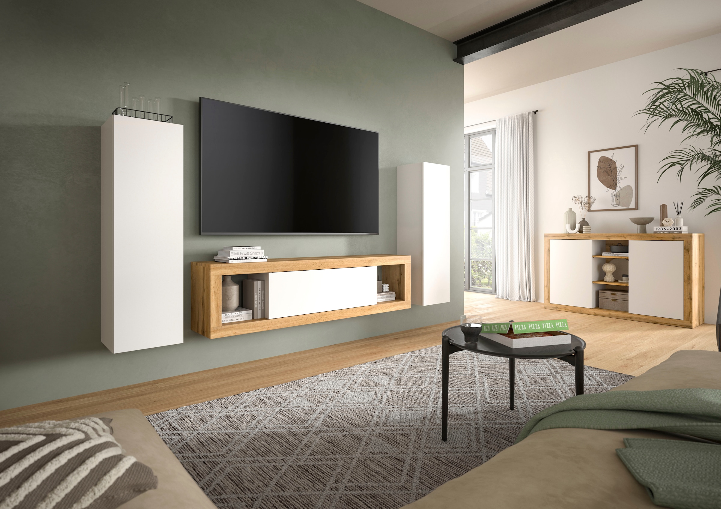 INOSIGN Mehrzweckschrank »Trinity, 2er Set, Höhe 110cm, hängend, grifflos/Frontüberstand«, (2 St.), Wandschrank, Stauraumschrank, Schrank Set